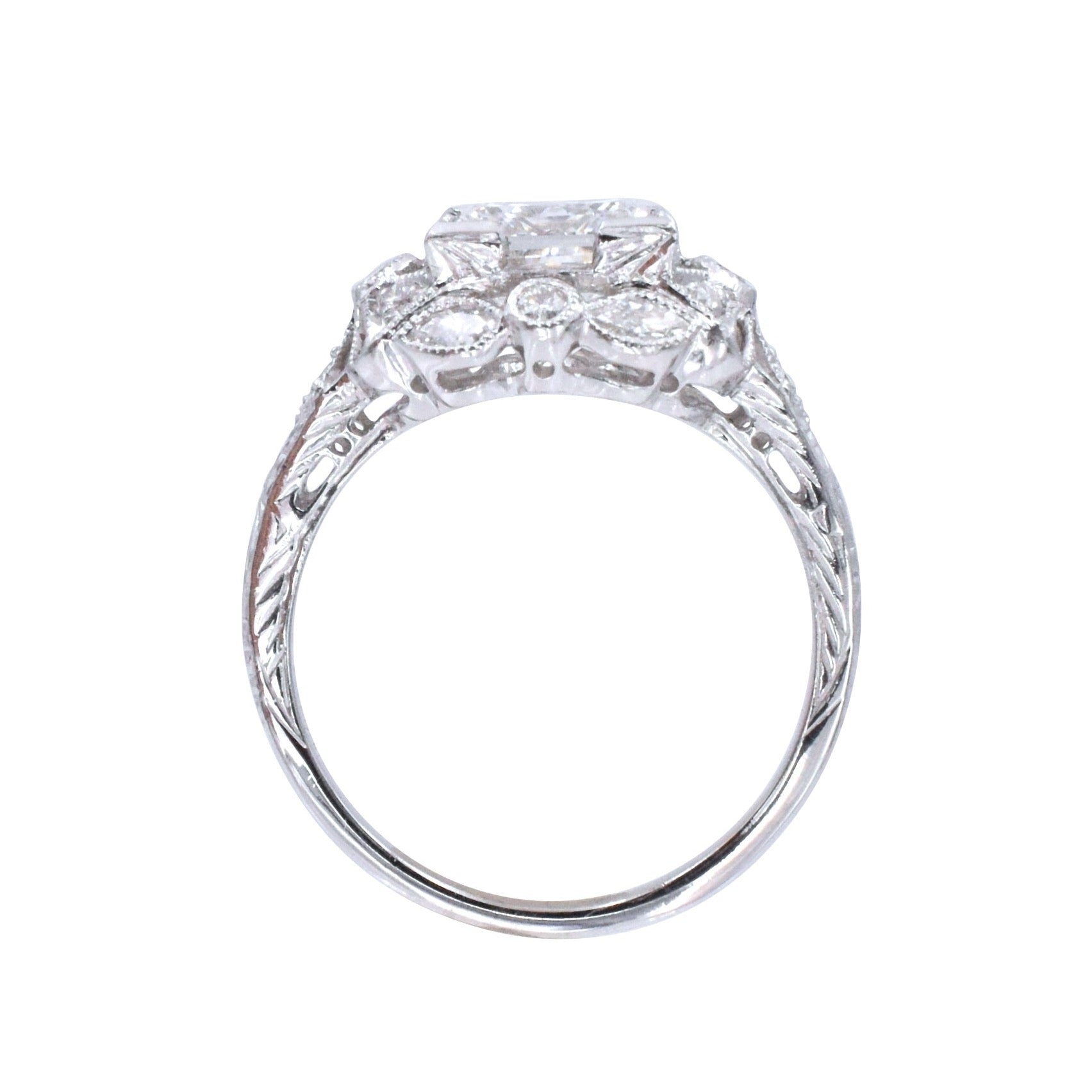 Art Deco Style 2.57ct Princess Cut Diamond Engagement Ring