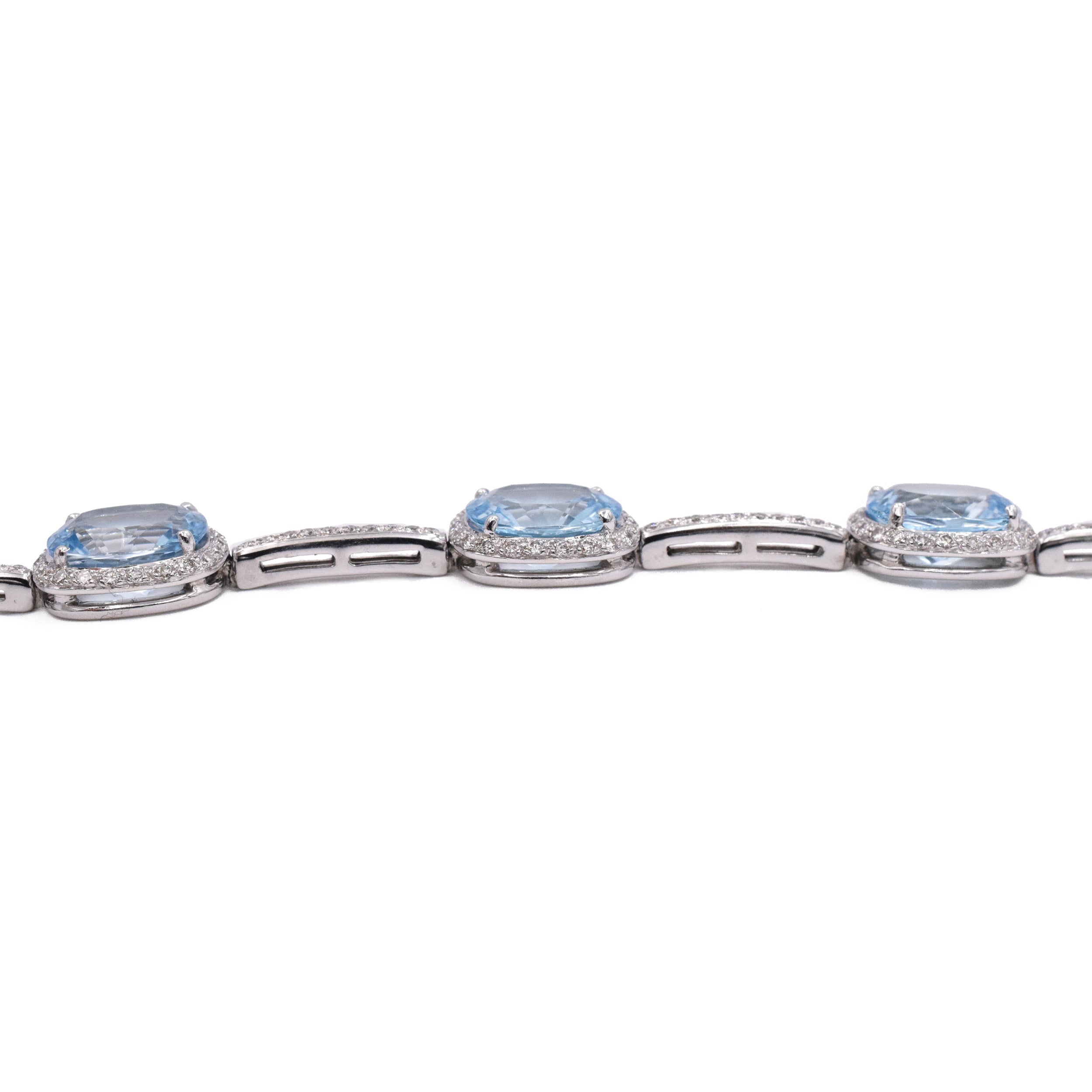 Blue Topaz & Diamond Bracelet in 18k White Gold