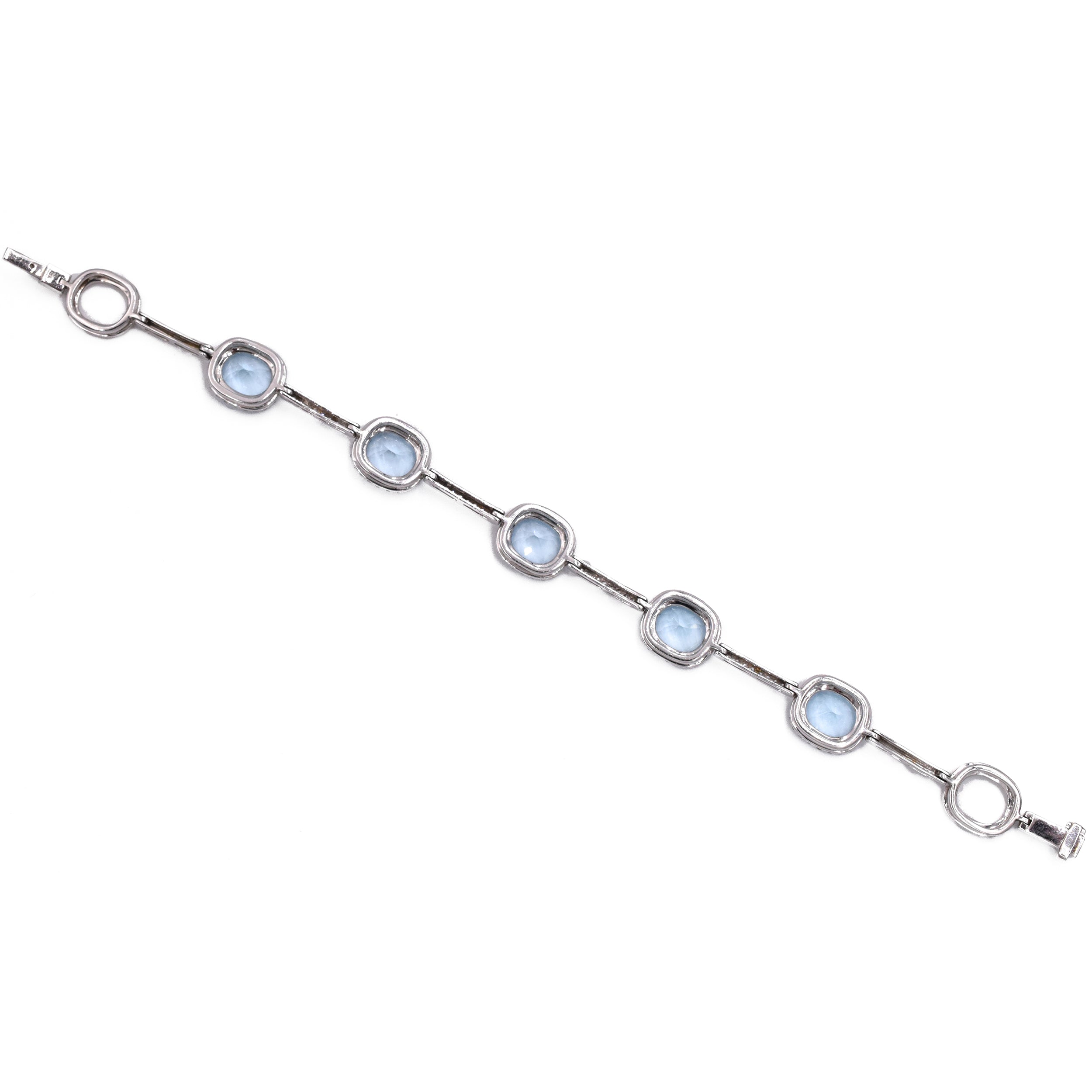 Blue Topaz & Diamond Bracelet in 18k White Gold