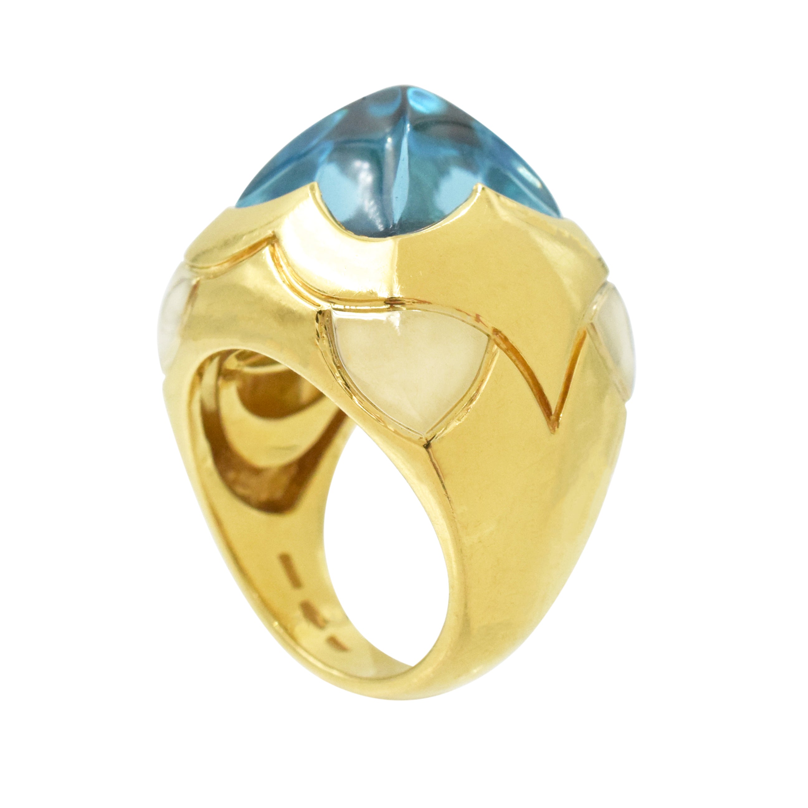 Iconic Bulgari Topaz Pyramid Earrings and Ring Set