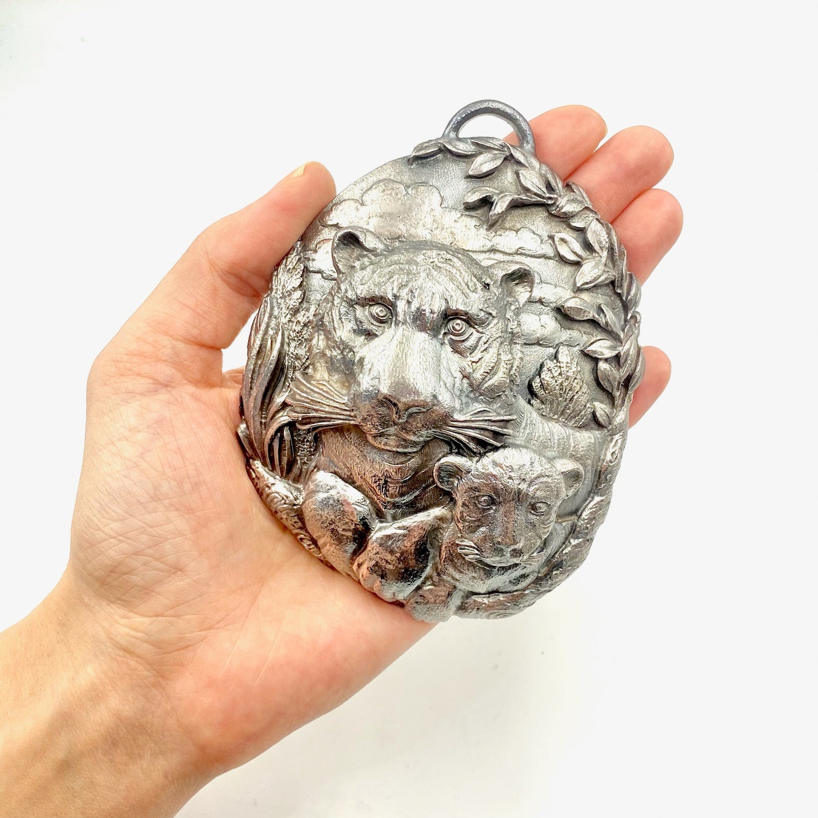 Buccellati Sterling Silver Limited Edition Mother Tiger With Cub Christmas Ornament