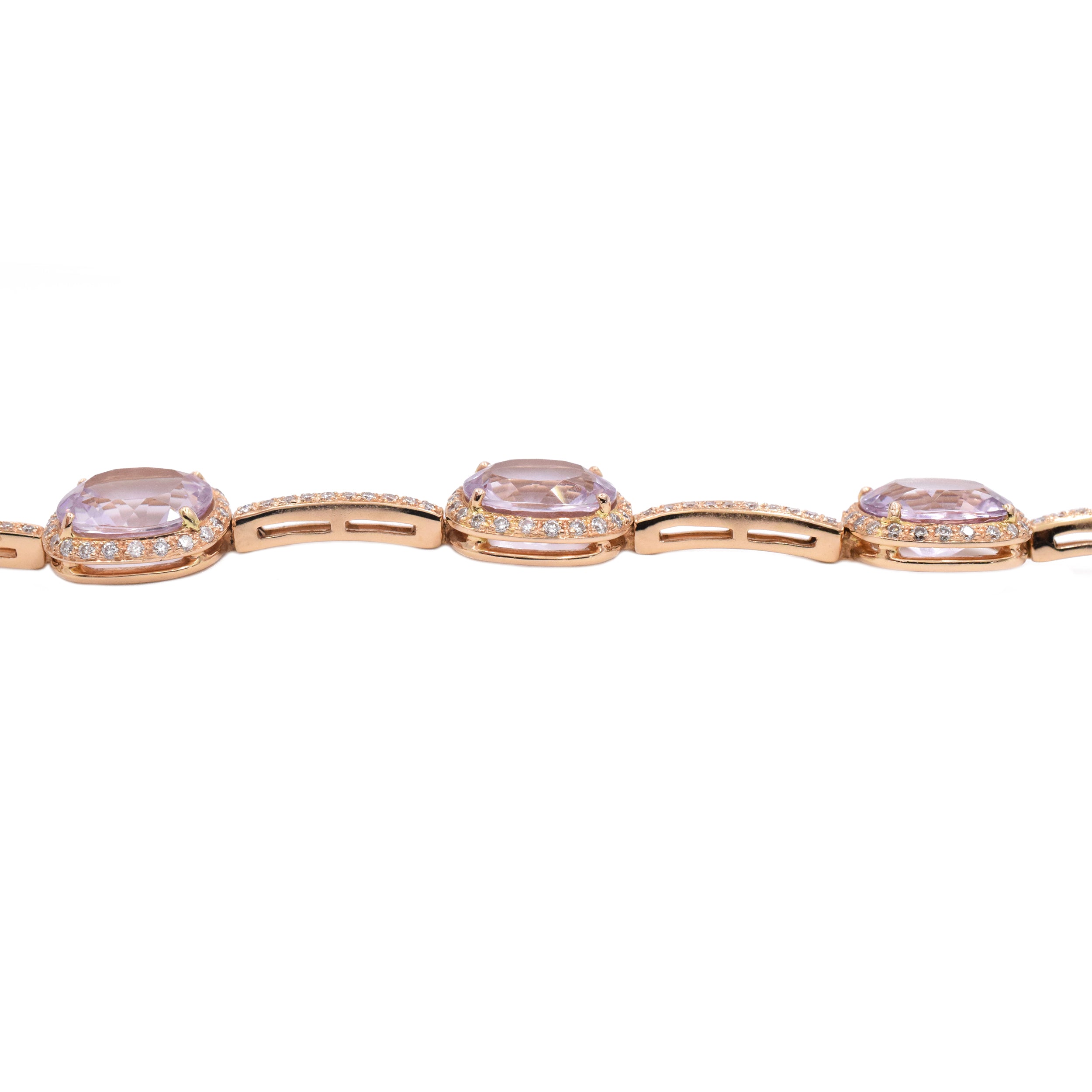 Kunzite & Diamond Bracelet in 18k Rose Gold