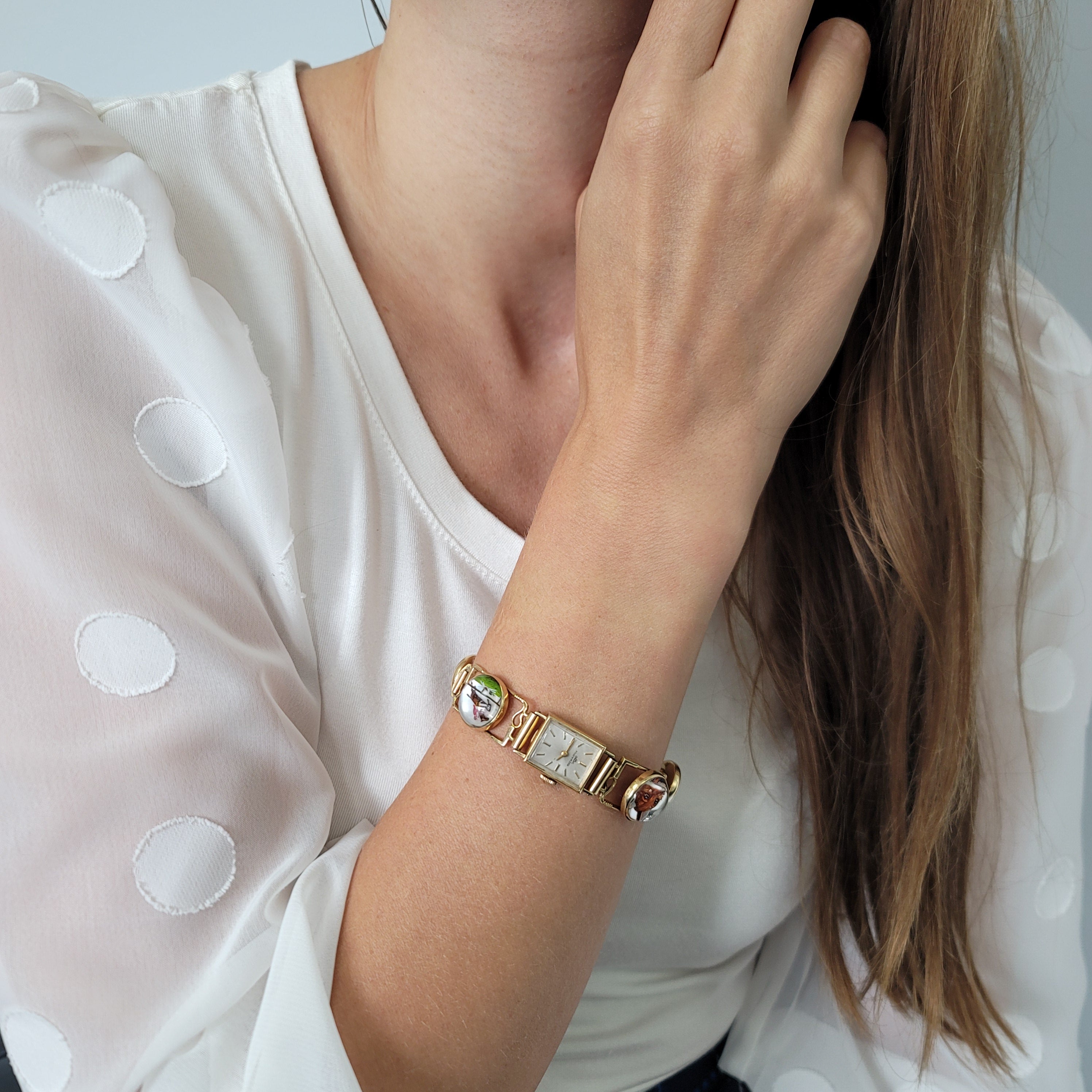 Ladies Vintage Hunting Theme Movado Watch in 14k Yellow Gold