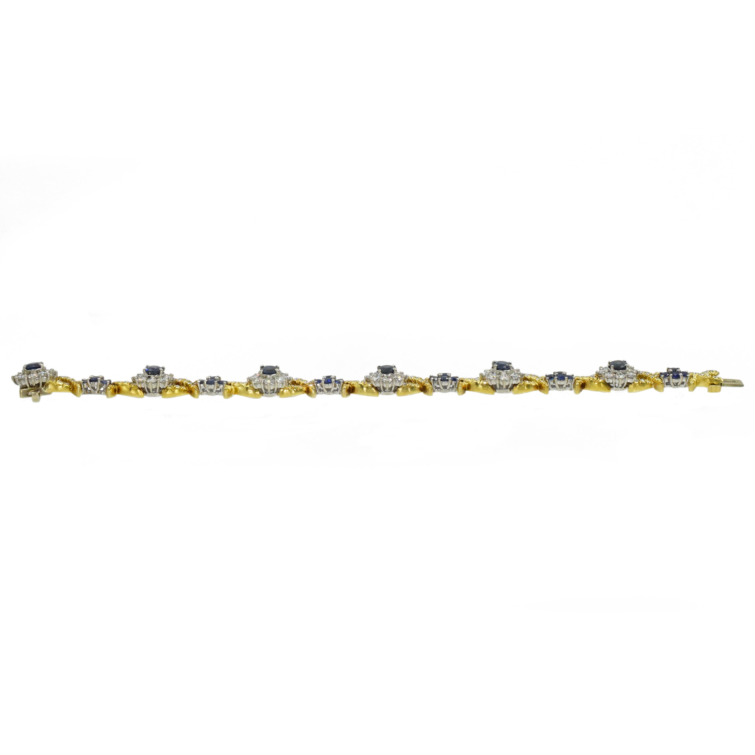 Vintage Sapphire & Diamond Bracelet in Platinum & 18k Yellow Gold