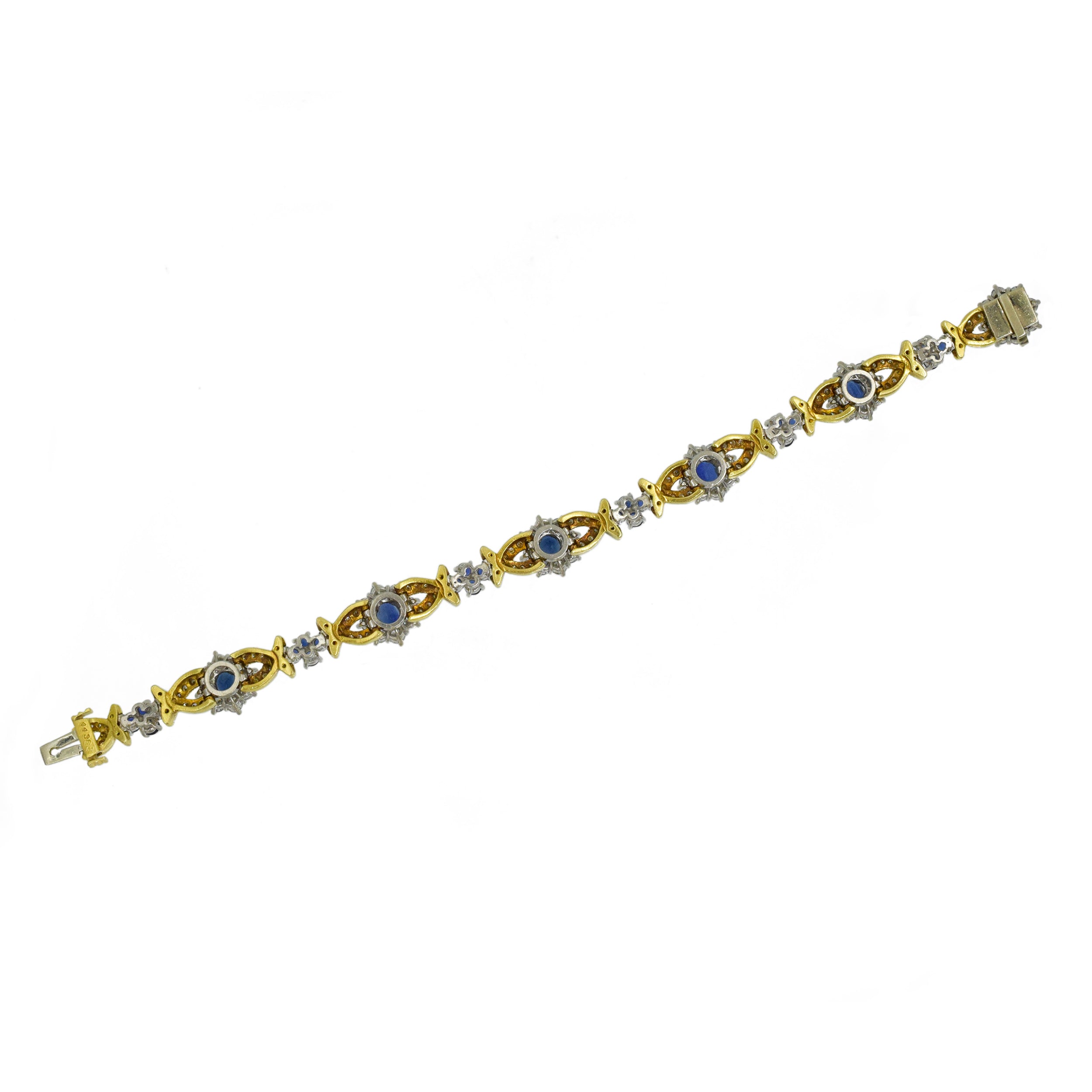 Vintage Sapphire & Diamond Bracelet in Platinum & 18k Yellow Gold