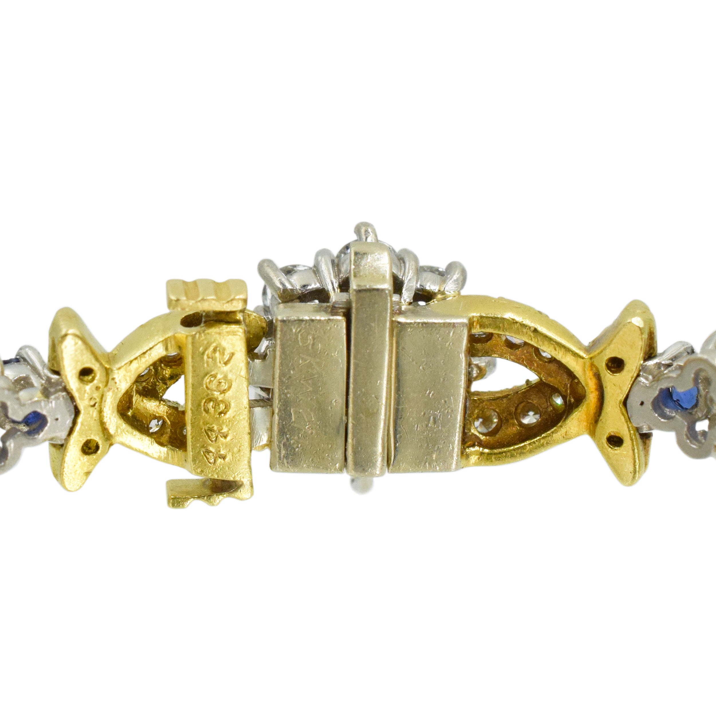 Vintage Sapphire & Diamond Bracelet in Platinum & 18k Yellow Gold