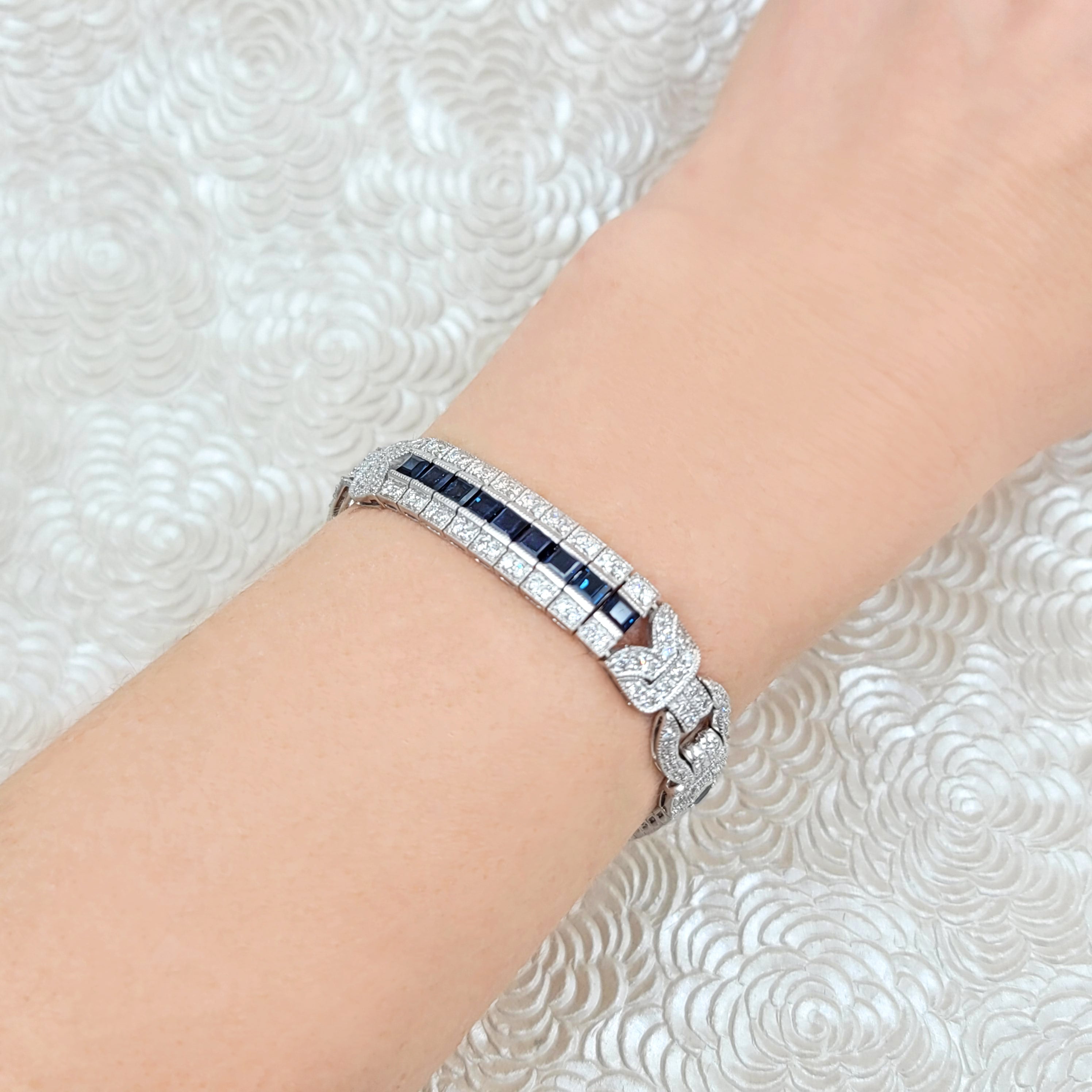 8.30ct Sapphire & 3.12ct Diamond Bracelet in Platinum