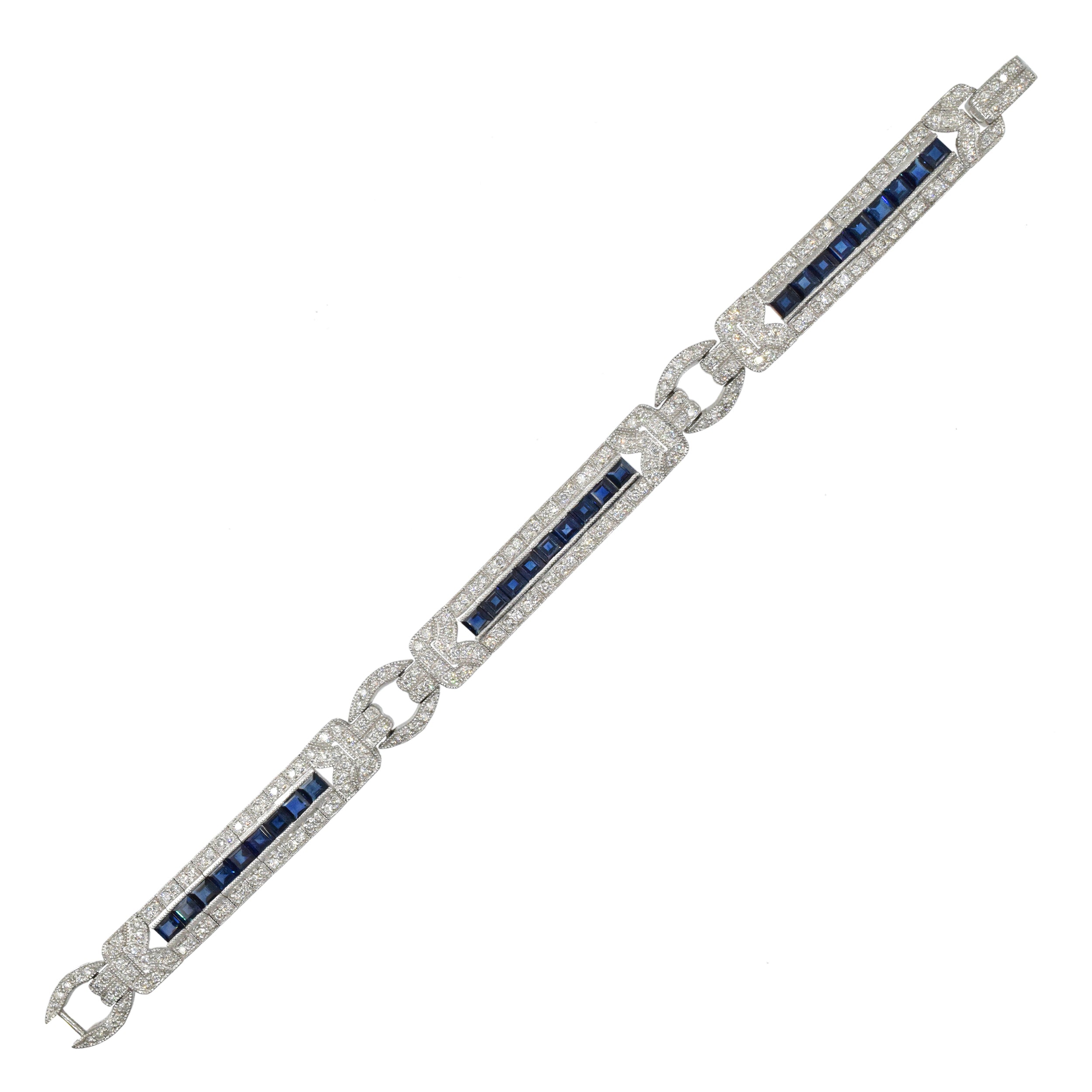 8.30ct Sapphire & 3.12ct Diamond Bracelet in Platinum