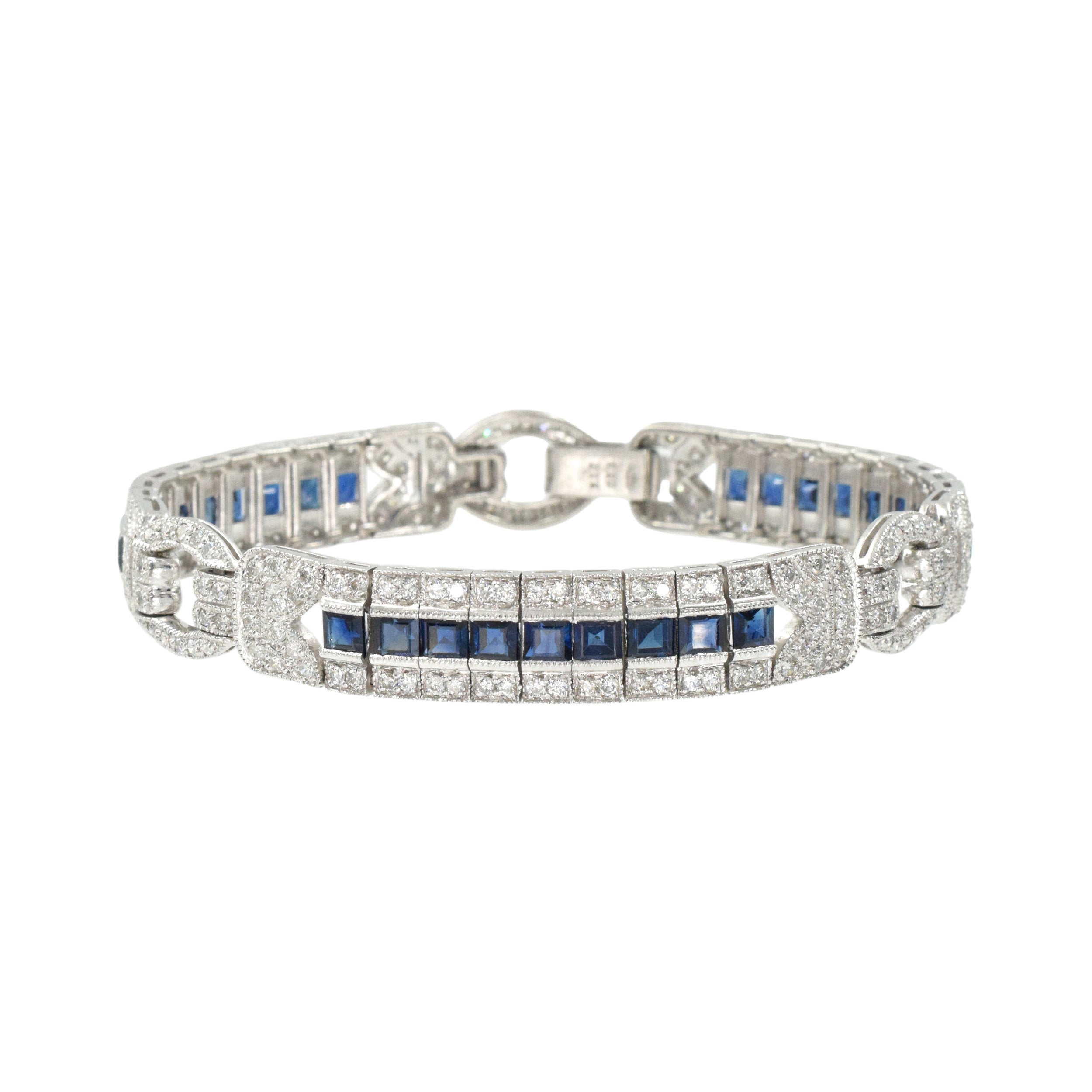 8.30ct Sapphire & 3.12ct Diamond Bracelet in Platinum