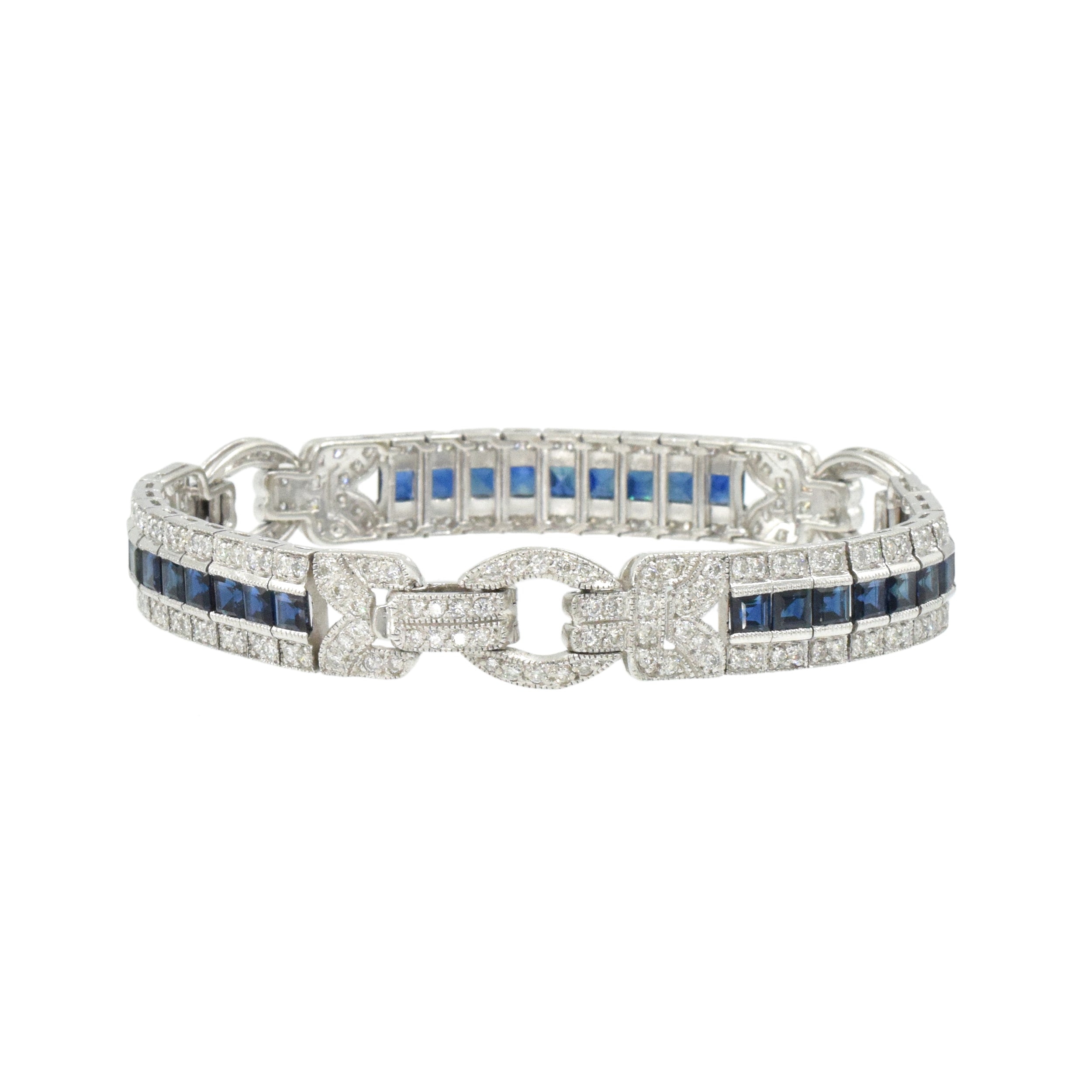 8.30ct Sapphire & 3.12ct Diamond Bracelet in Platinum
