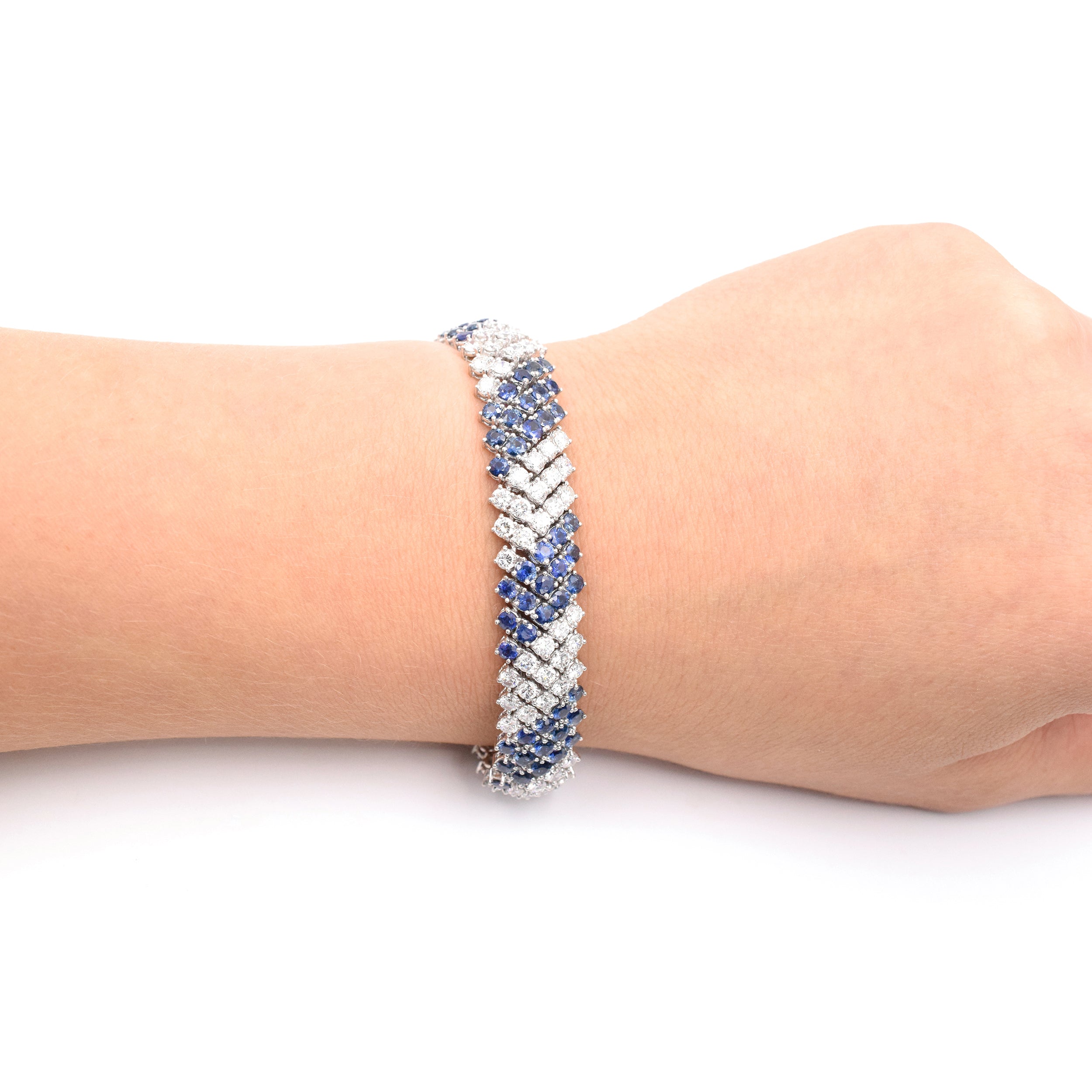 14.96ct Sapphire & 8.80ct Diamond Bracelet in Platinum
