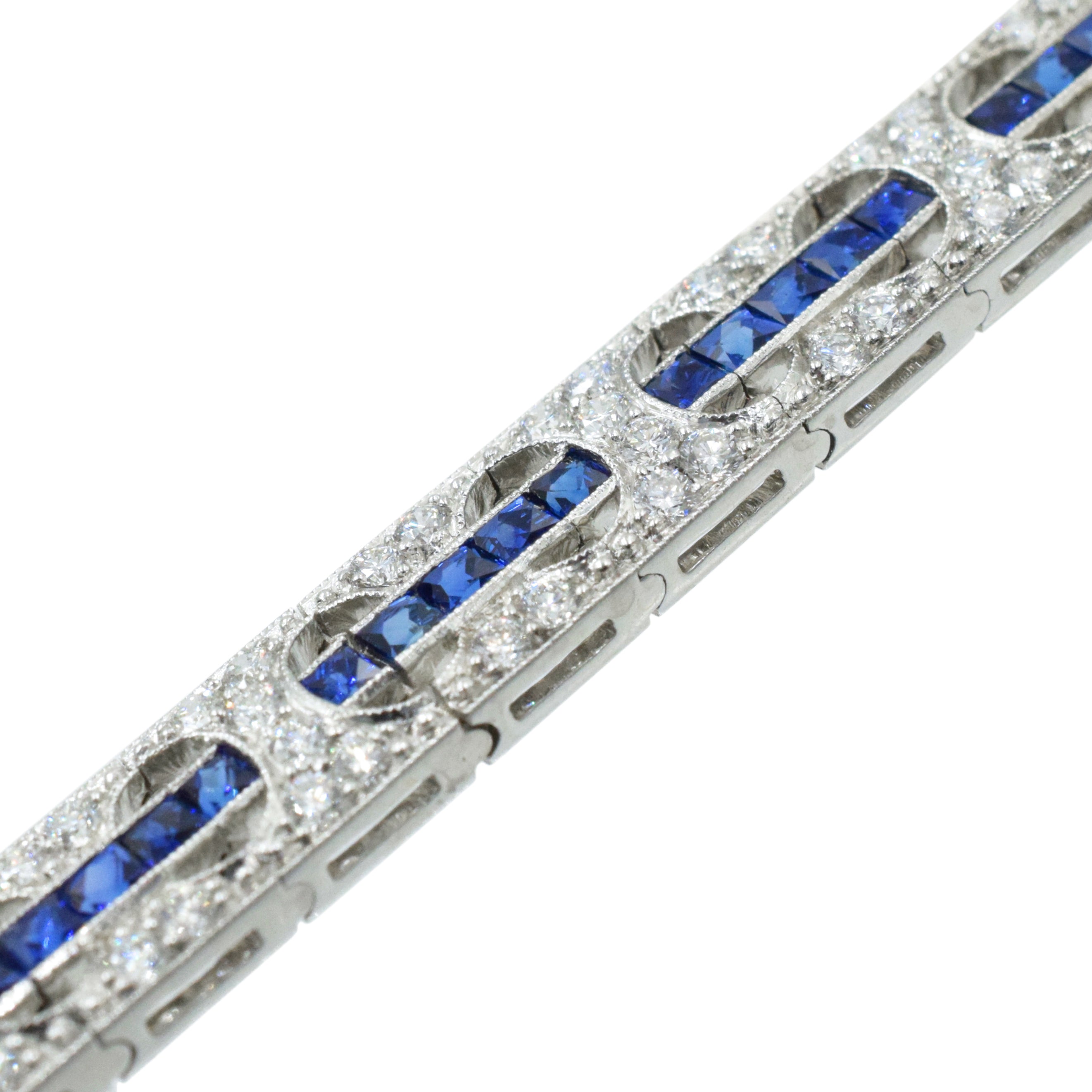 3.15ct Diamond & 6.88ct Sapphire Bracelet in Platinum