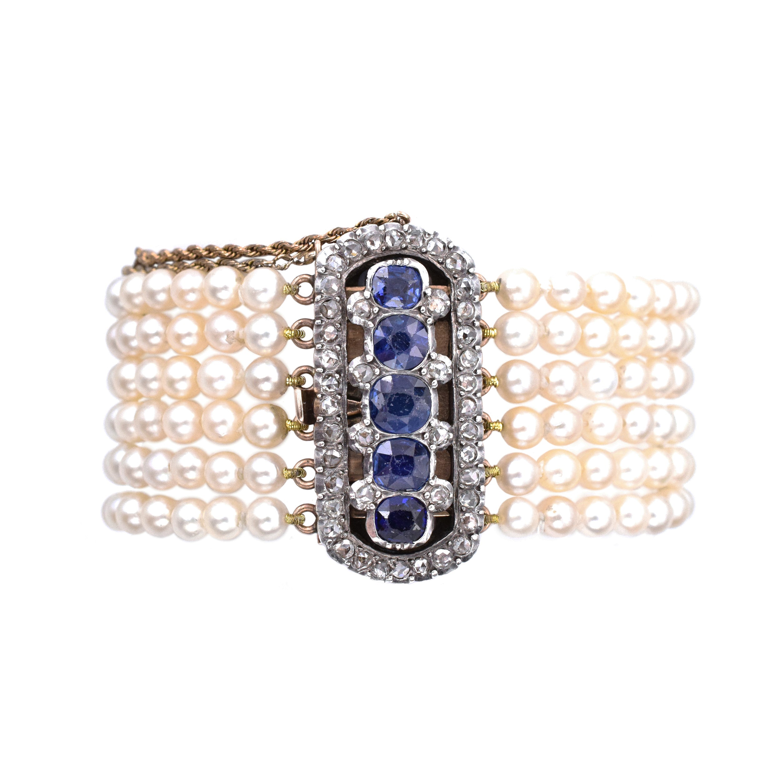 Victorian Pearl, Sapphire & Diamond Bracelet