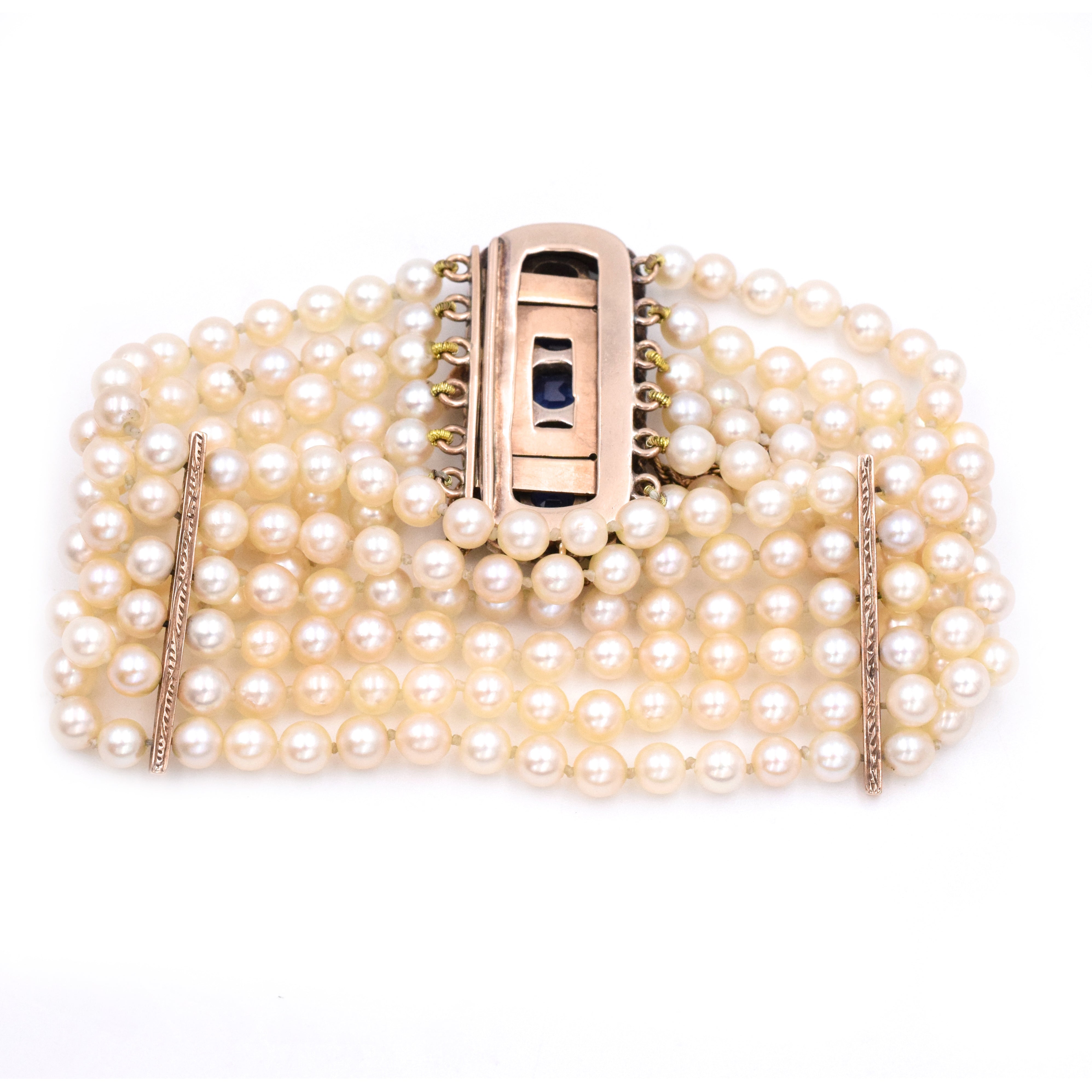 Victorian Pearl, Sapphire & Diamond Bracelet