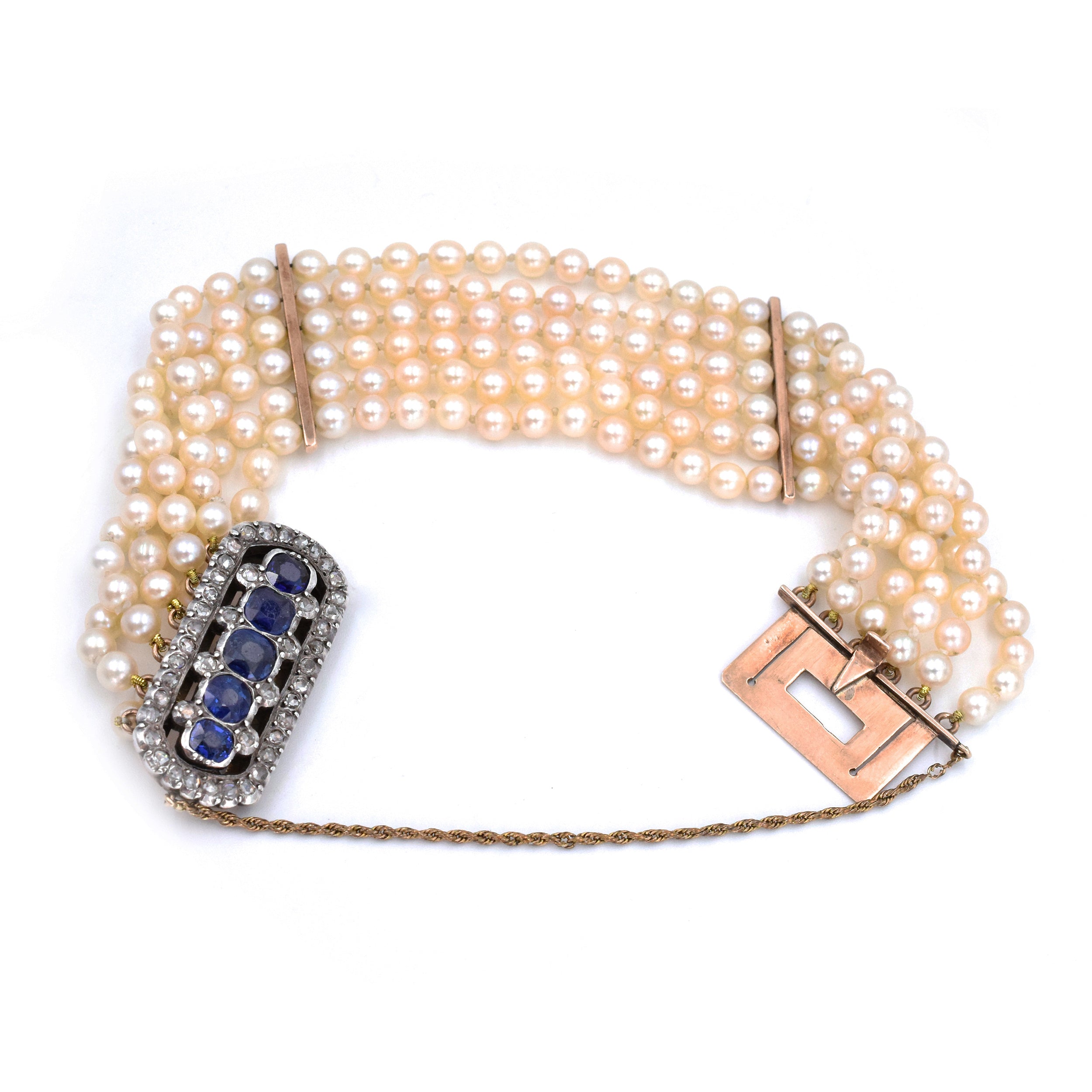 Victorian Pearl, Sapphire & Diamond Bracelet