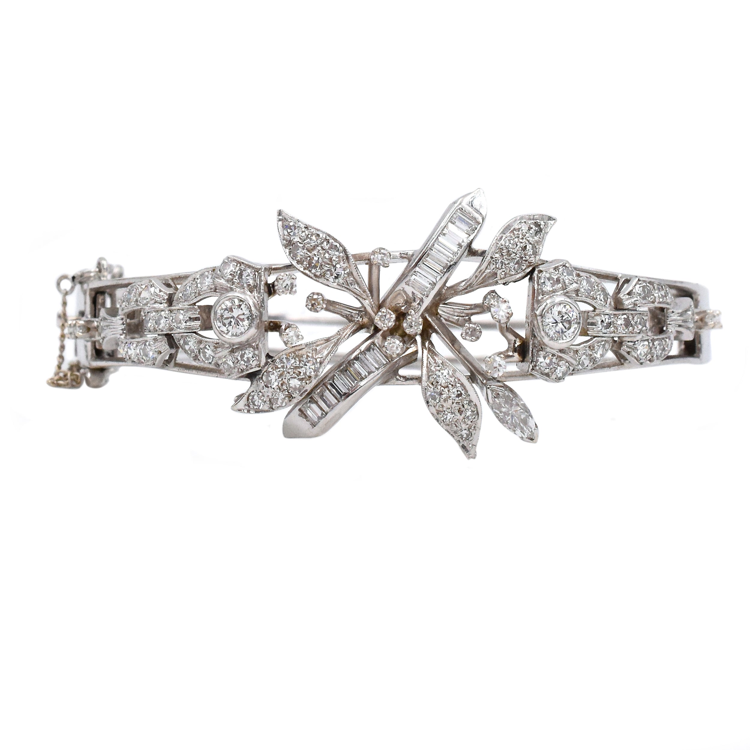 Mid-Century 1.60ct Diamonds Bangle Bracelet in 14k Gold