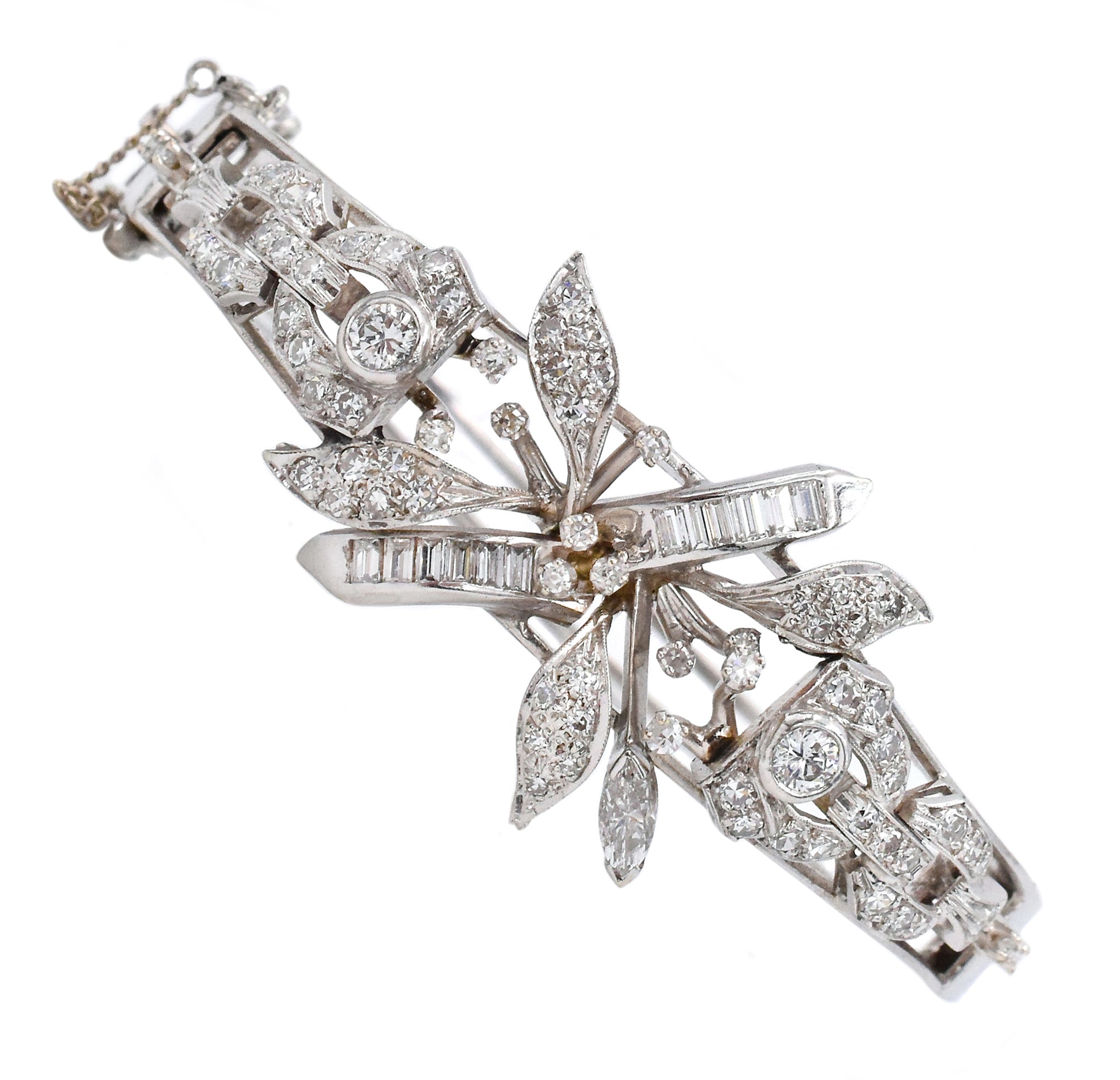Mid-Century 1.60ct Diamonds Bangle Bracelet in 14k Gold