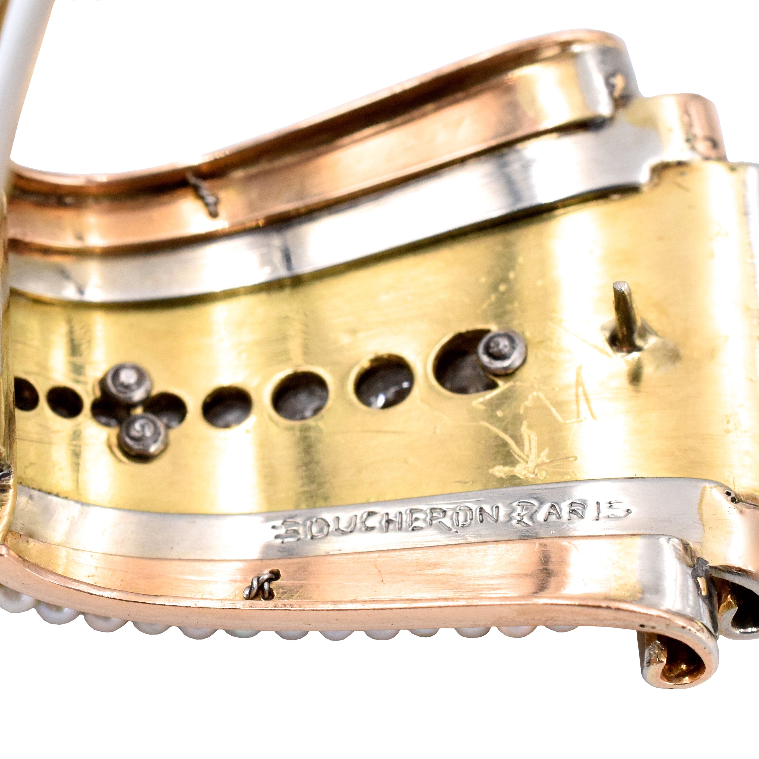 1935 Boucheron Diamond and Pearl Cuff Bracelet and Brooches