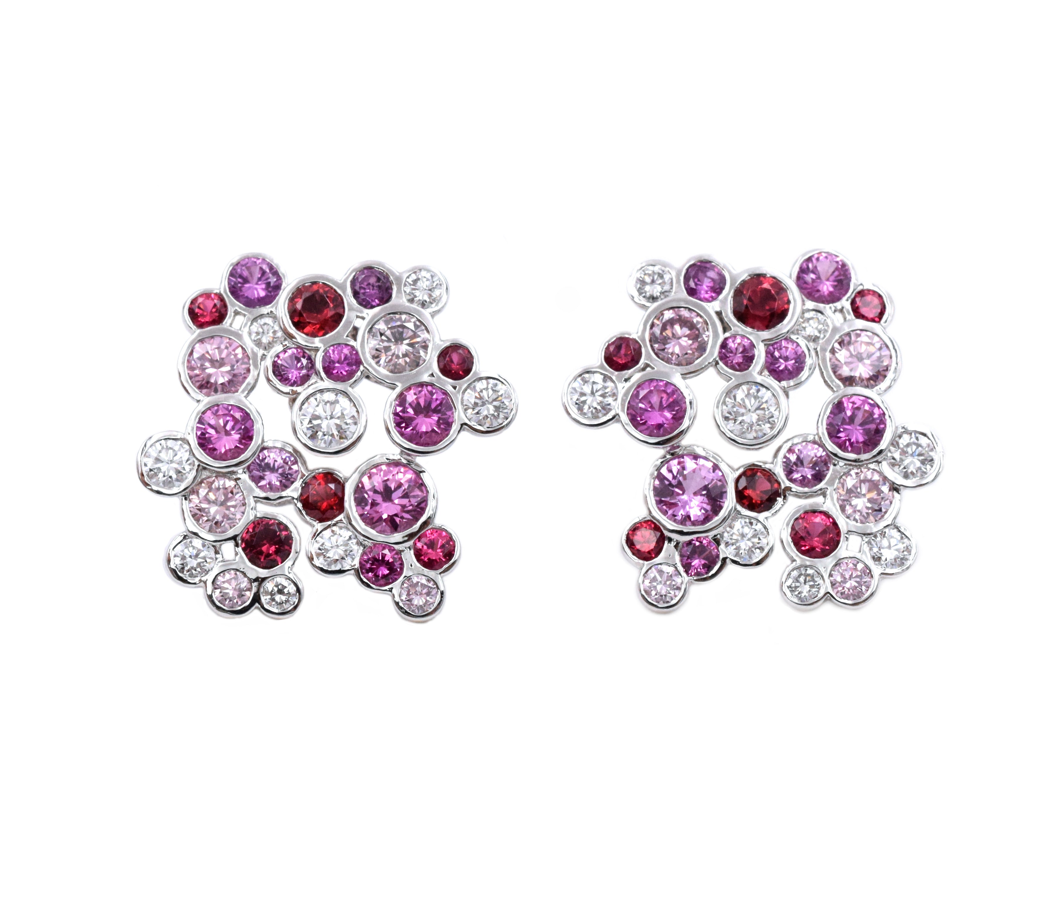 Tiffany & Co Pink & White Diamonds & Pink Sapphires Bracelet & Earrings Set