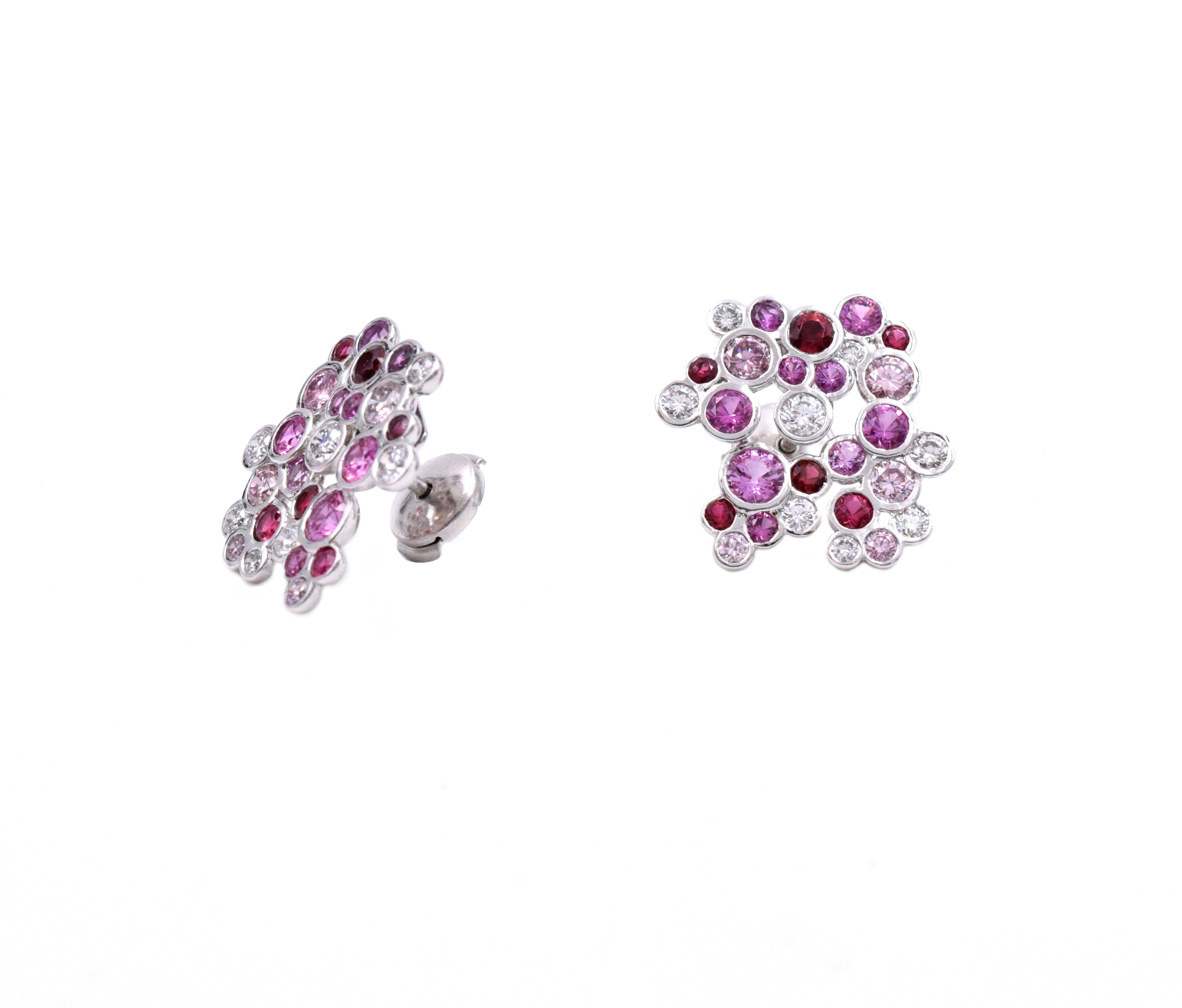 Tiffany & Co Pink & White Diamonds & Pink Sapphires Bracelet & Earrings Set