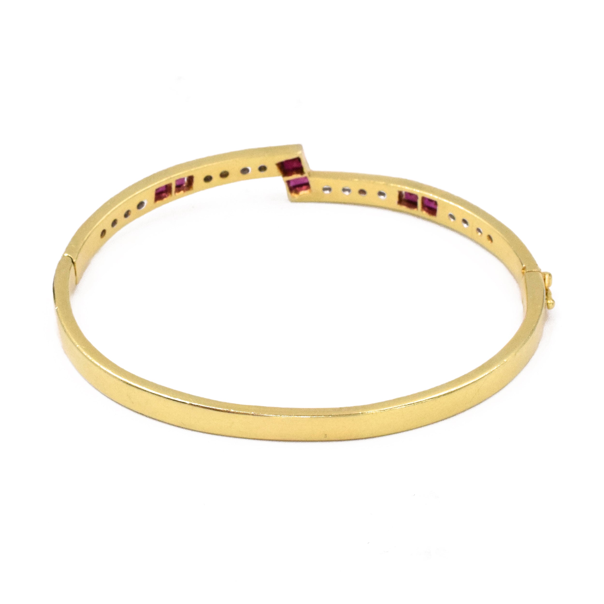 Ruby & Diamond Bangle Bracelet in 18K Yellow Gold