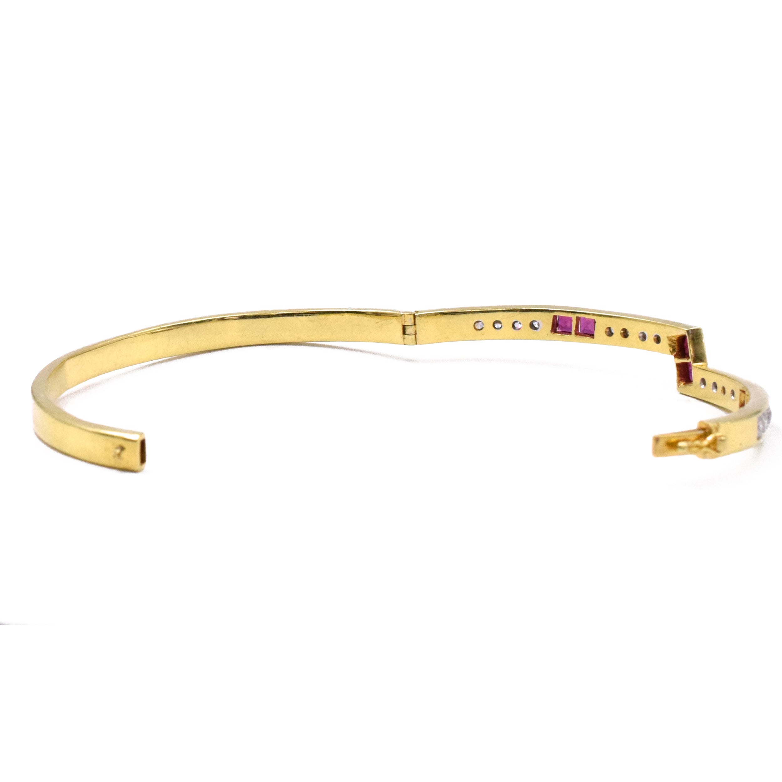 Ruby & Diamond Bangle Bracelet in 18K Yellow Gold