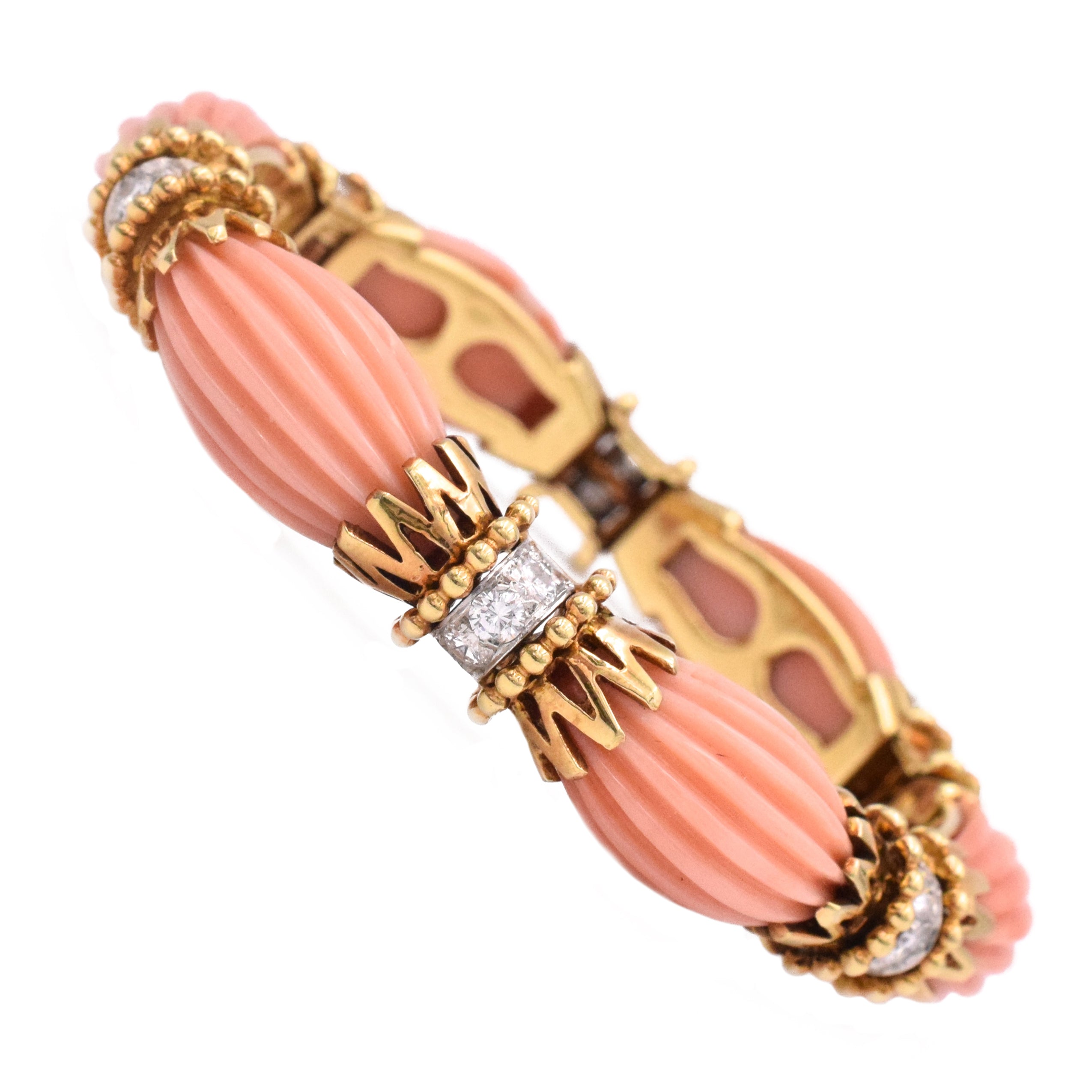 1970's Coral & Diamond Bracelet by Van Cleef & Arpels