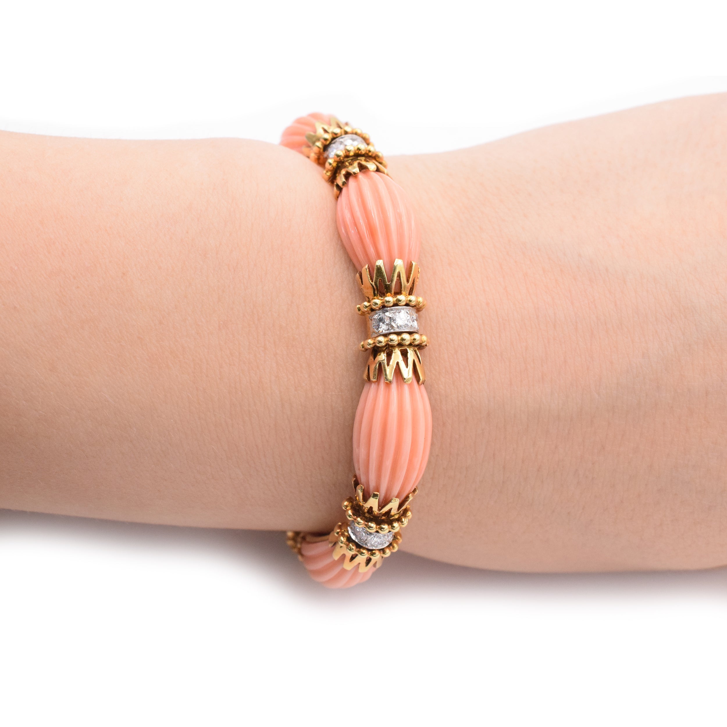 1970's Coral & Diamond Bracelet by Van Cleef & Arpels