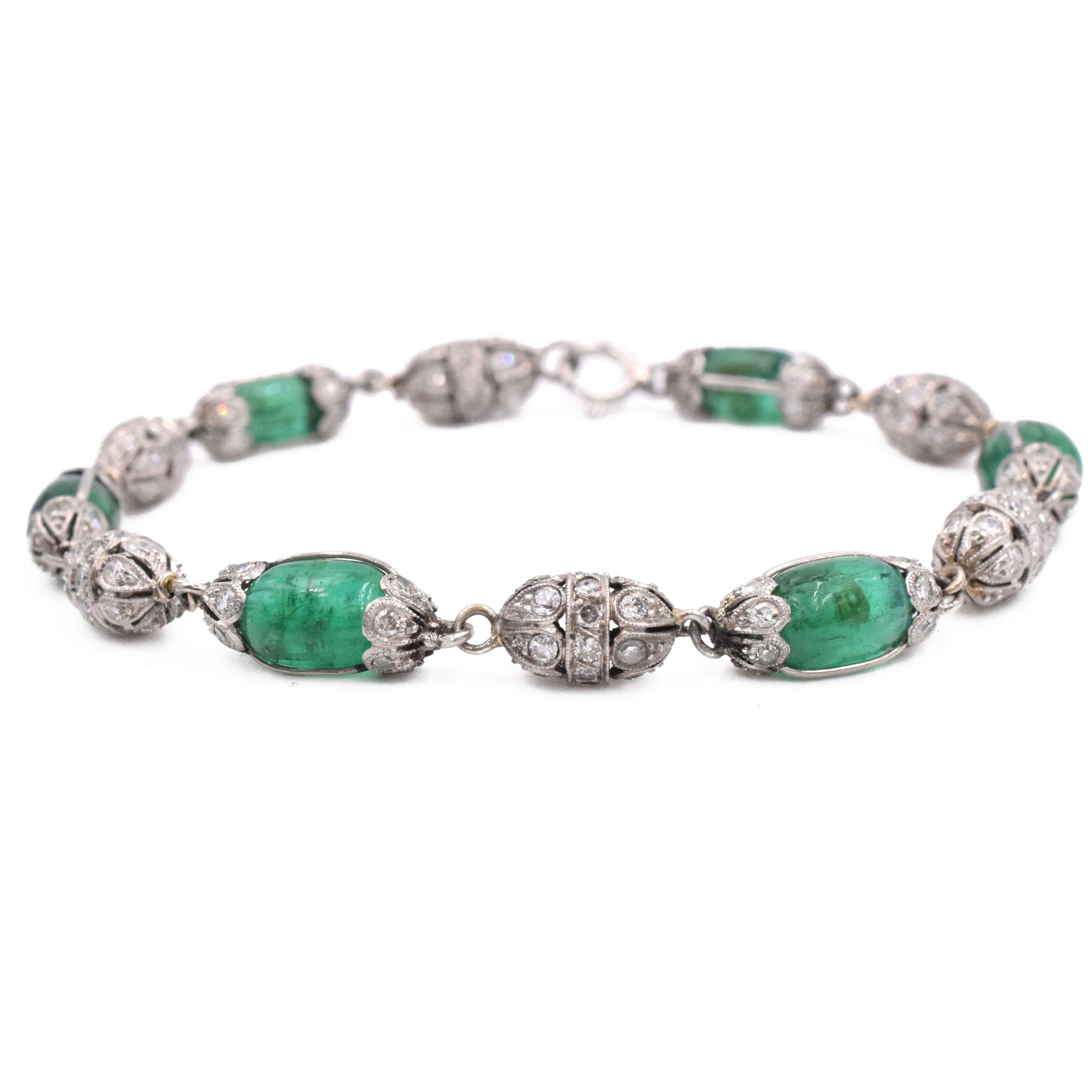 1915's Antique Emerald & Diamond Bracelet