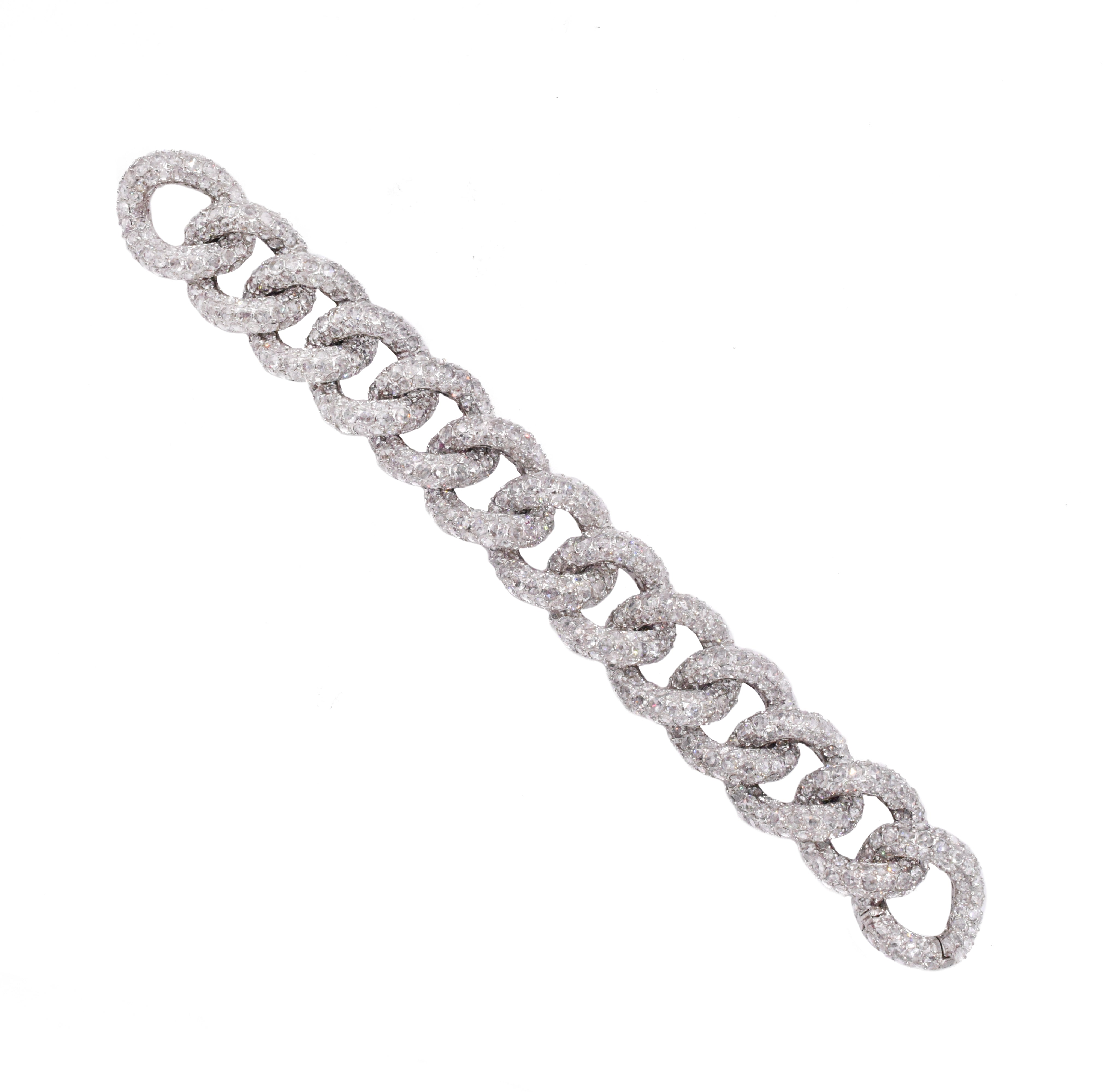 Exquisite 65ct Diamond Pave Curb Link Bracelet