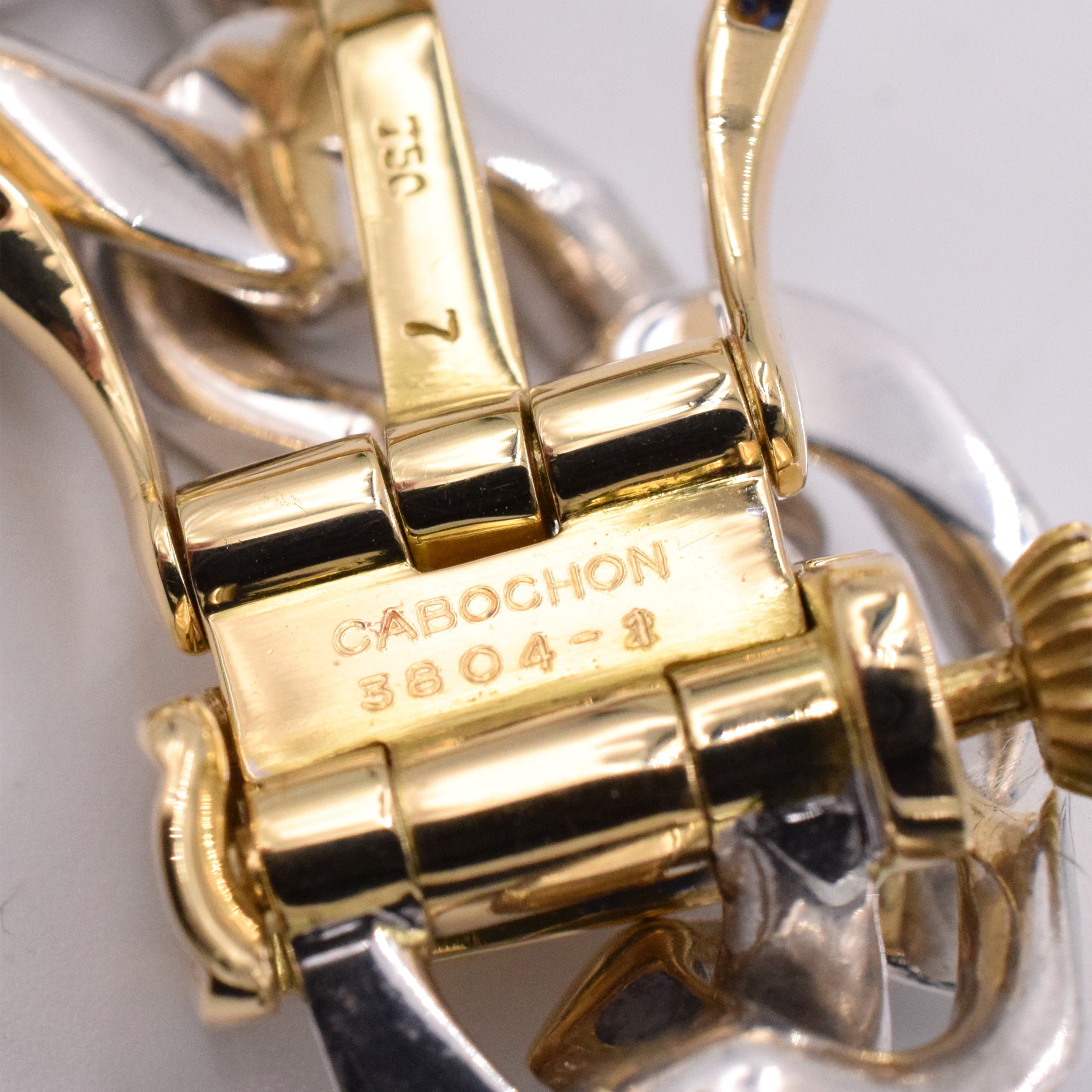 Sapphire & Diamond Belt Buckle Bracelet in 18k Yellow Gold & Silver