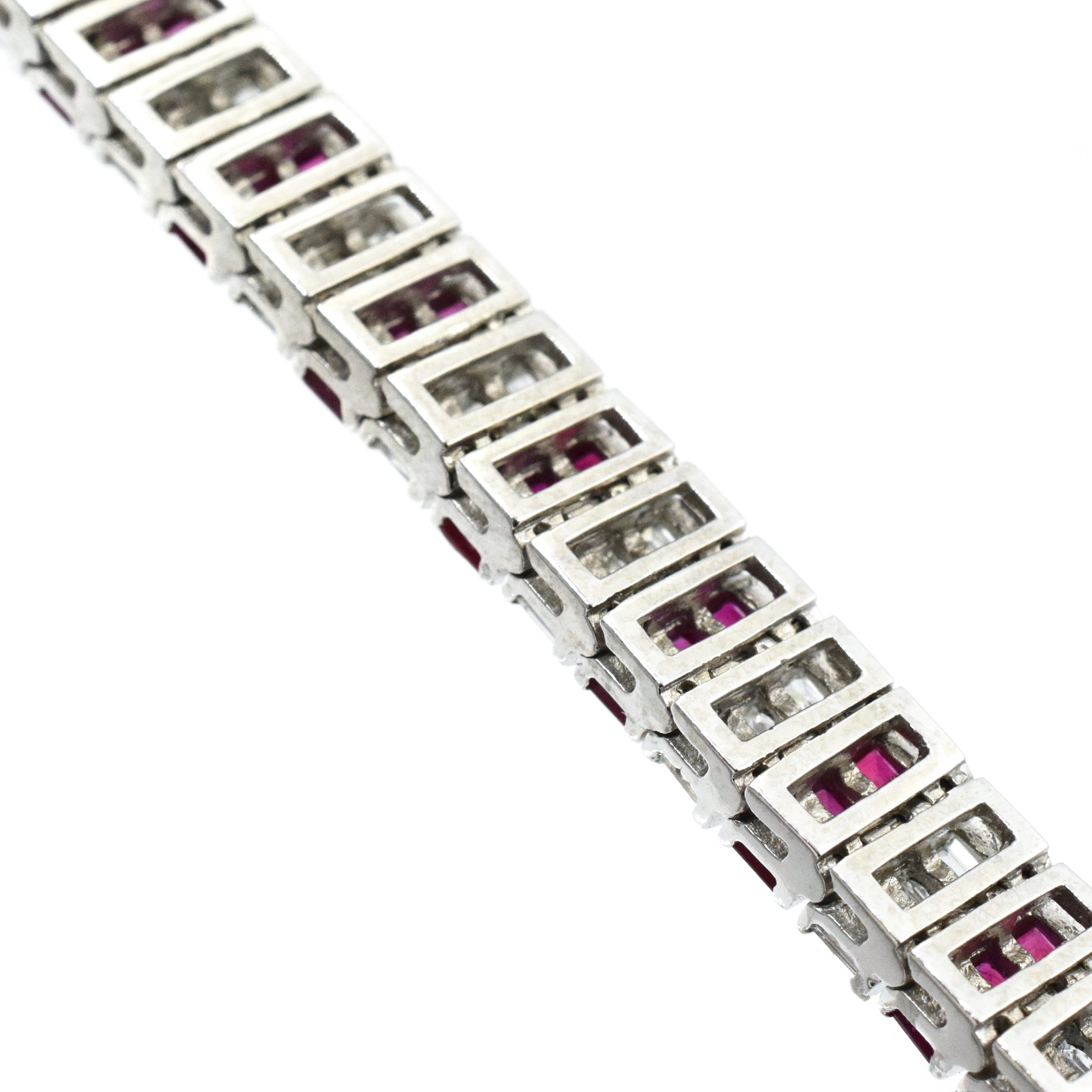 6ct Diamond & 9ct Ruby Line Bracelet in Platinum