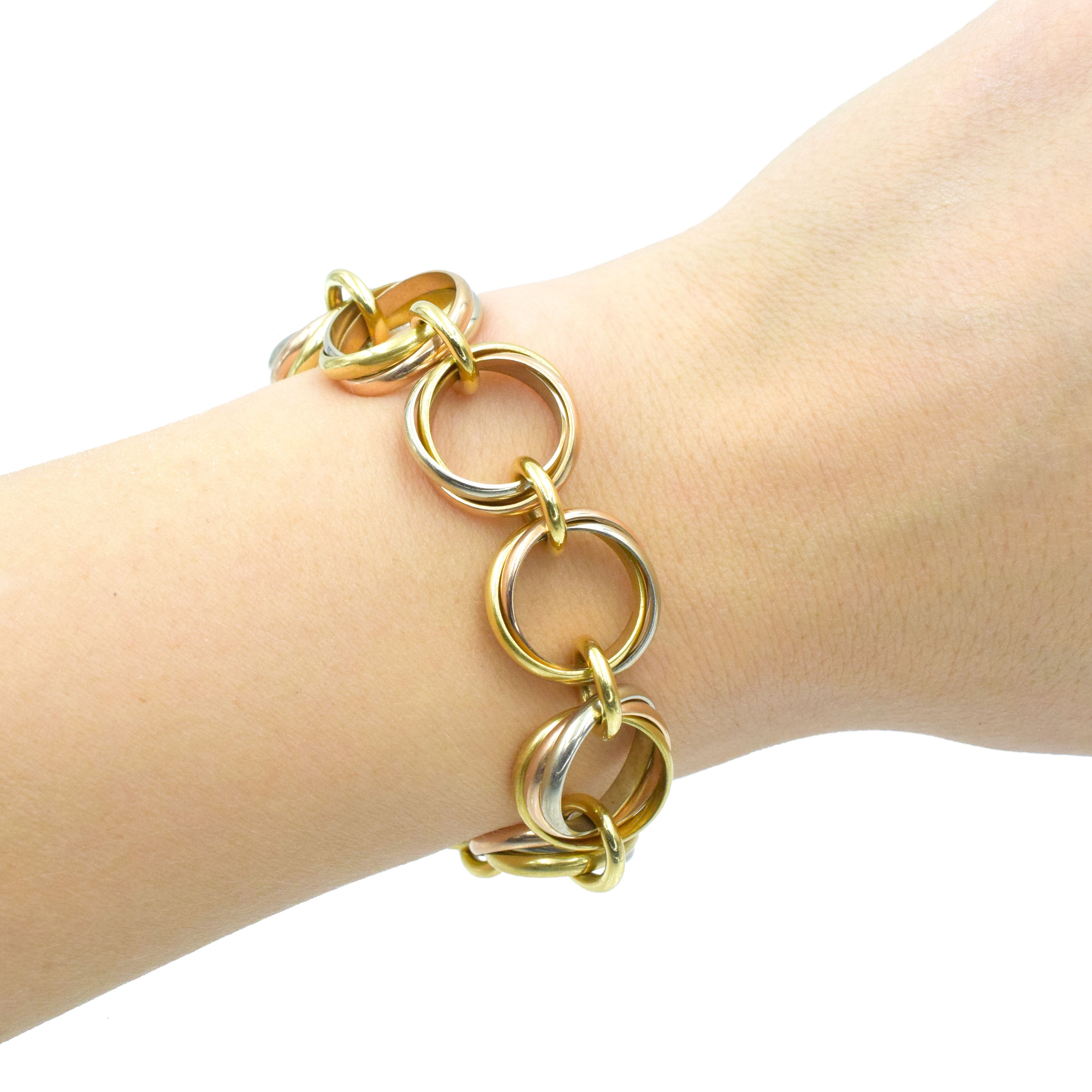 1991 Cartier 'Trinity" Tri-Tone 18k Gold Bracelet