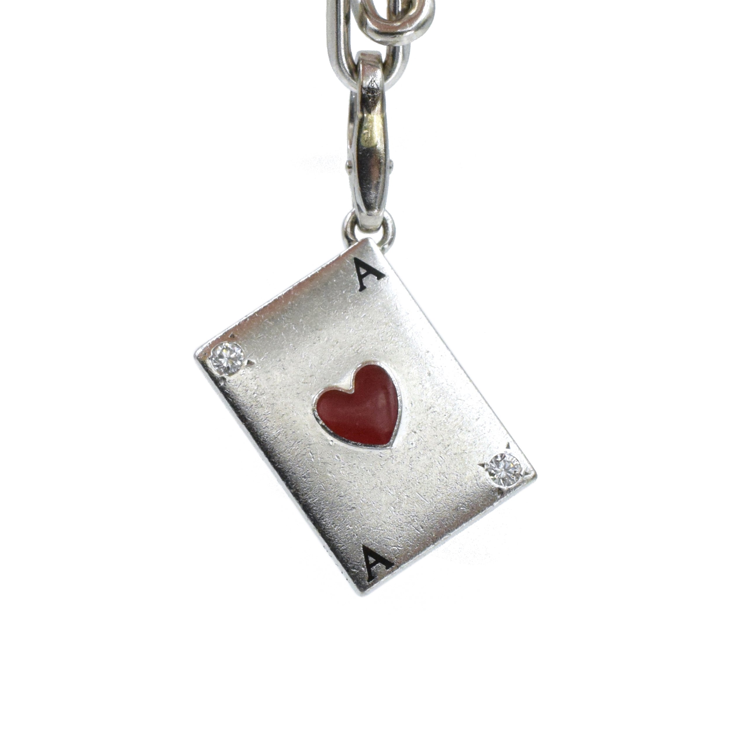 Ace of Hearts & Betting Chip Charm on Santos de Cartier Bracelet