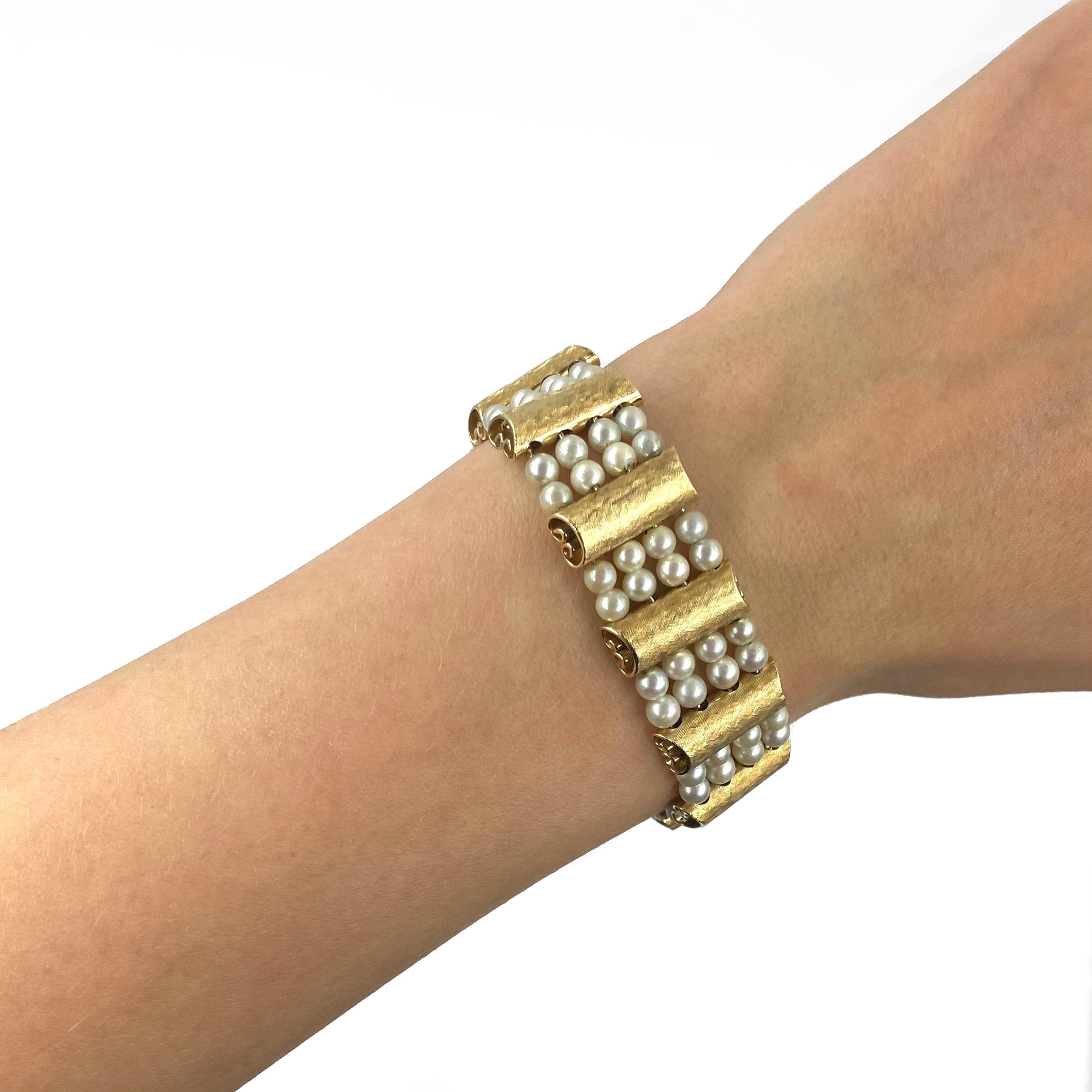 Lucien Piccard Pearl & 14k Yellow Gold Bracelet