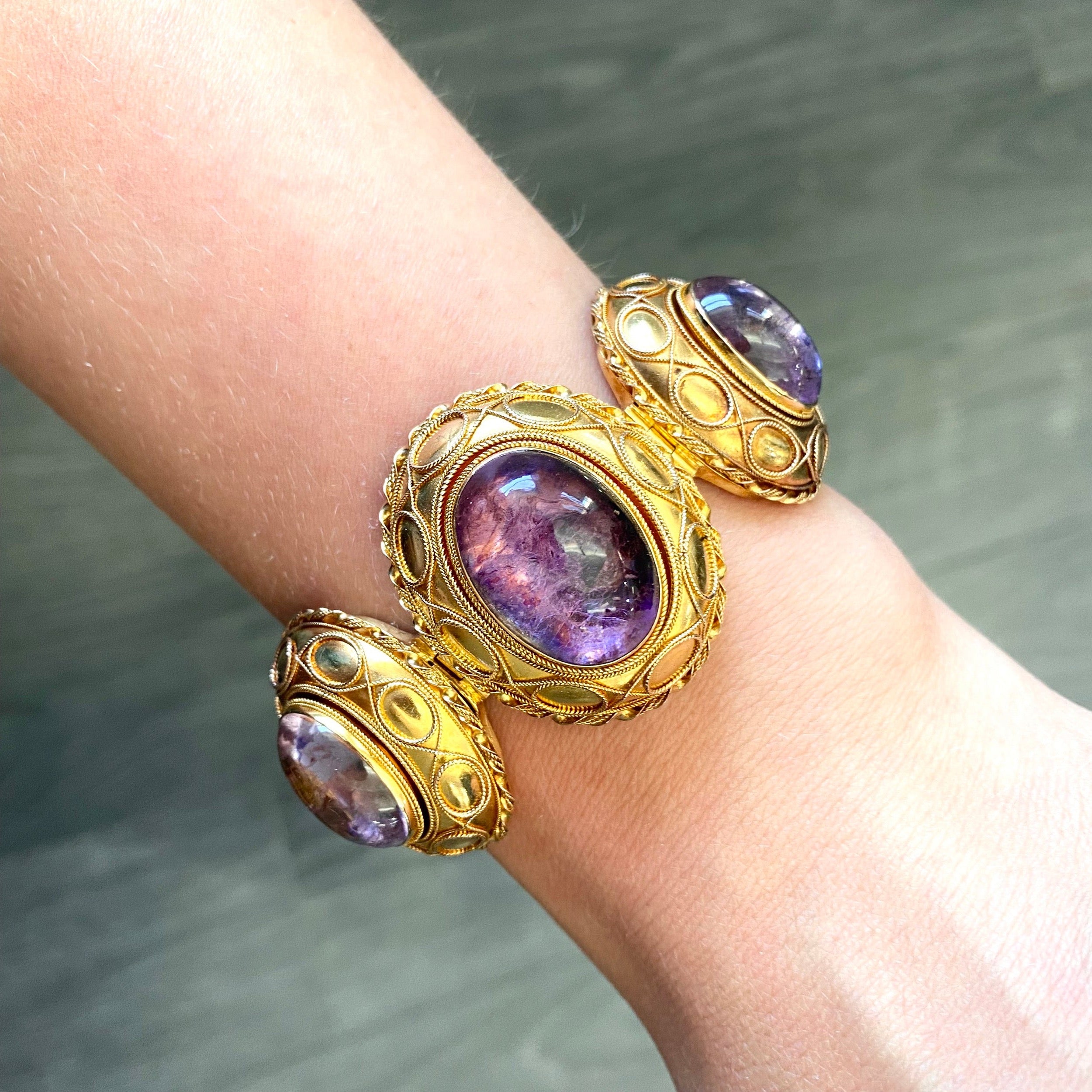40ct Amethyst Bracelet in 14k Yellow Gold