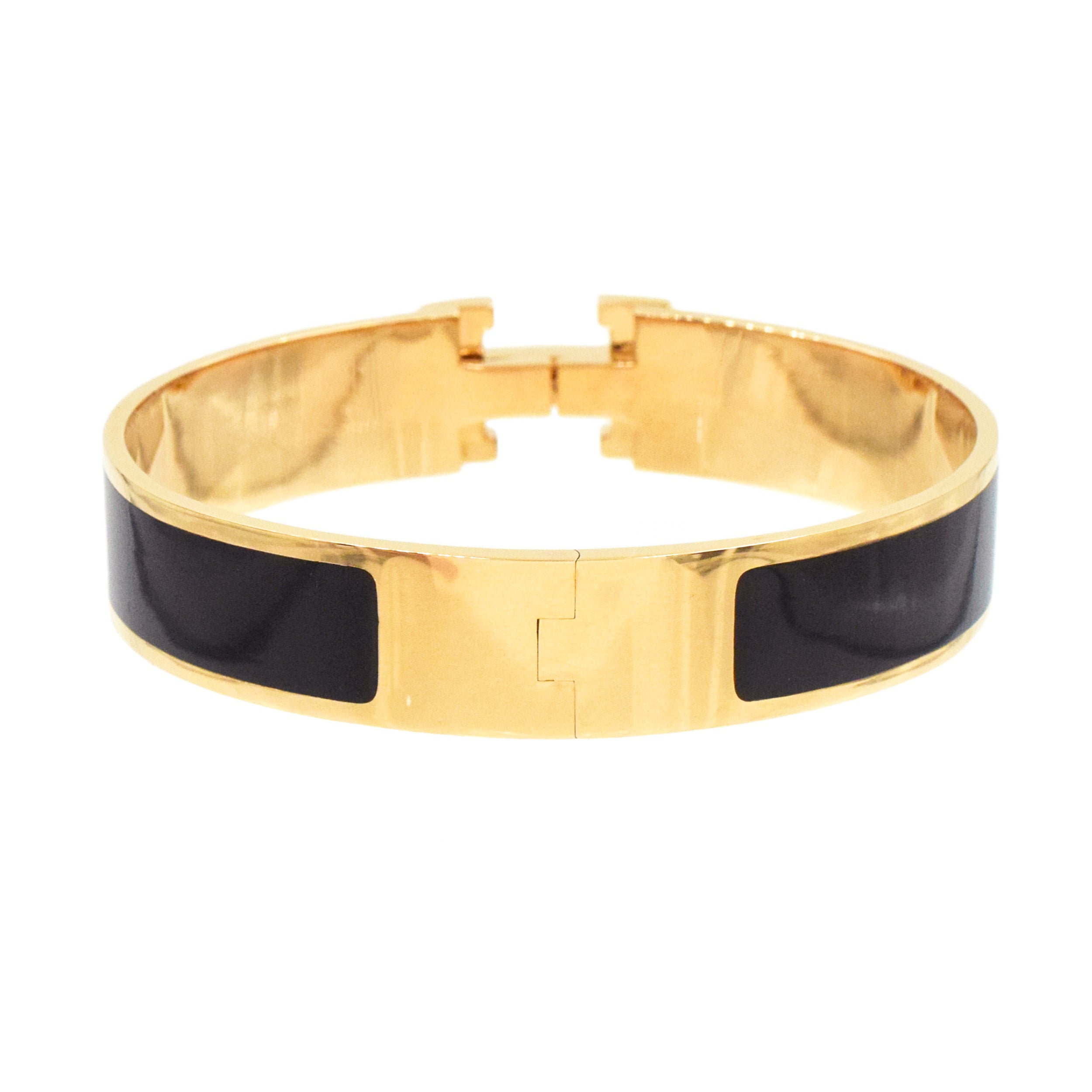 Hermes Clic H Diamond Bangle Bracelet in 18k Rose Gold