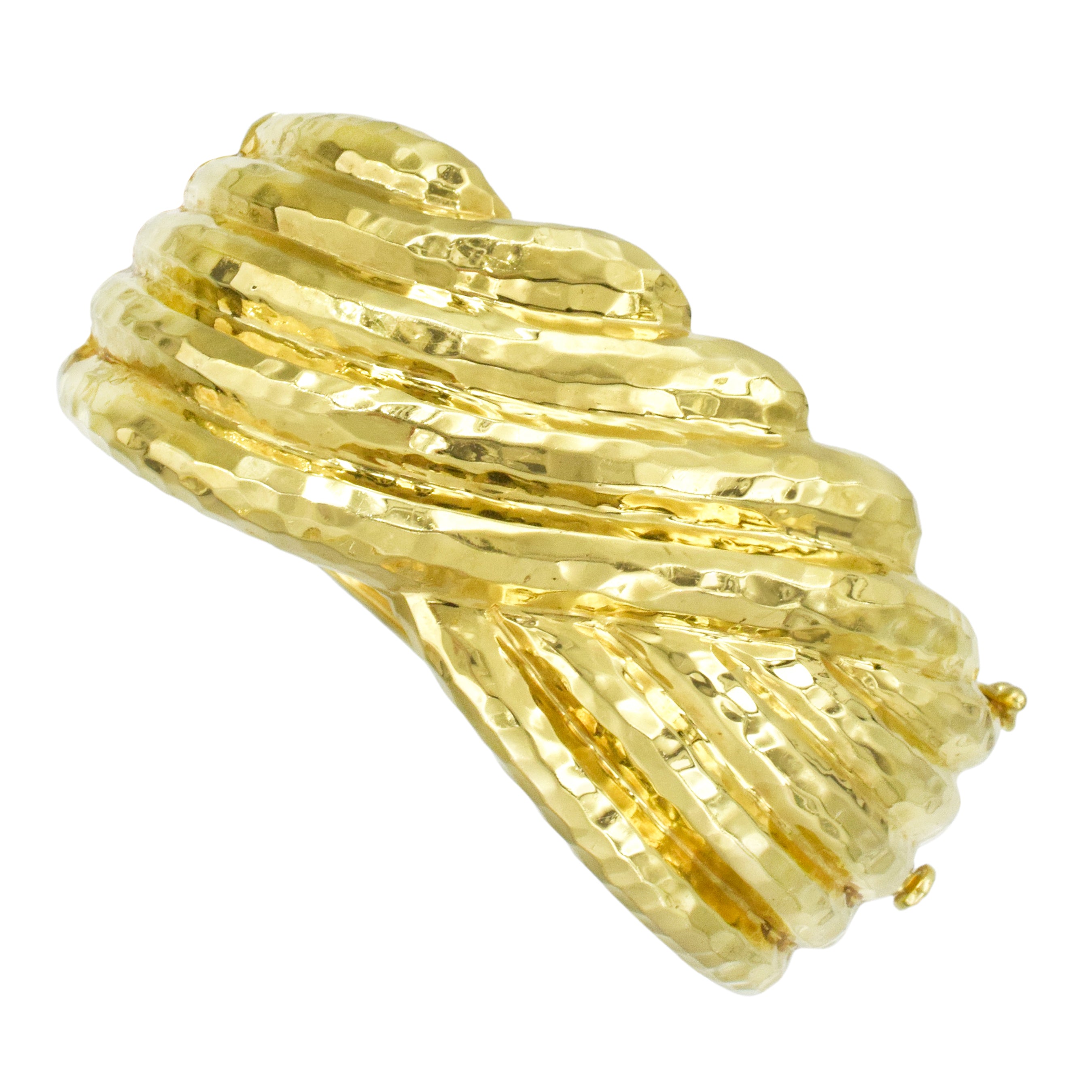 35mm Wide Hammered Gold Cuff Bracelet