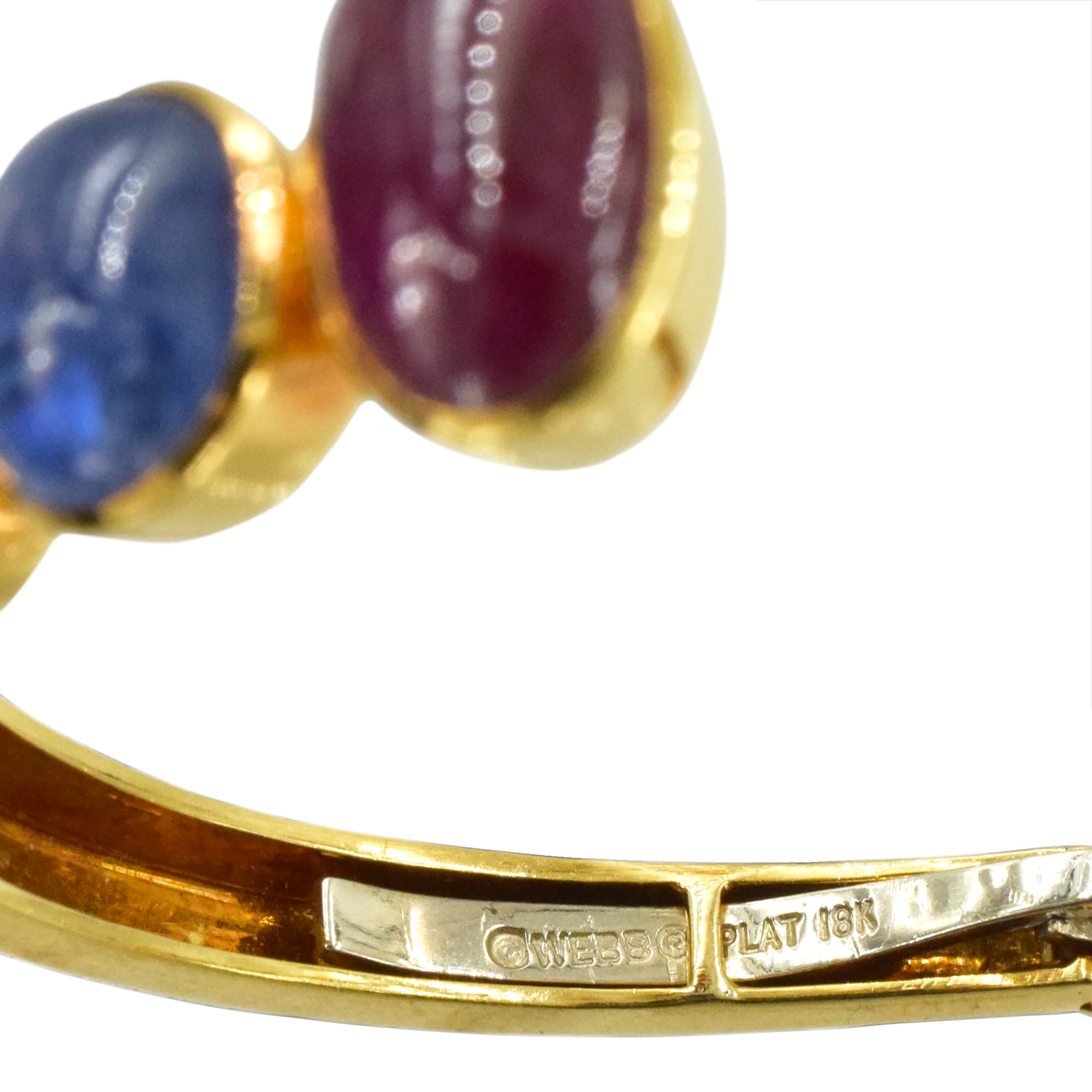 1960's David Webb Emerald, Sapphire, Ruby & Diamond Bangle Bracelet