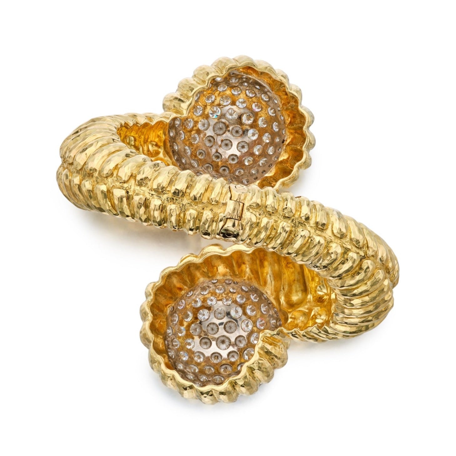 Dawid Webb 1960's Crossover Diamond Cuff Bracelet In 18k Gold