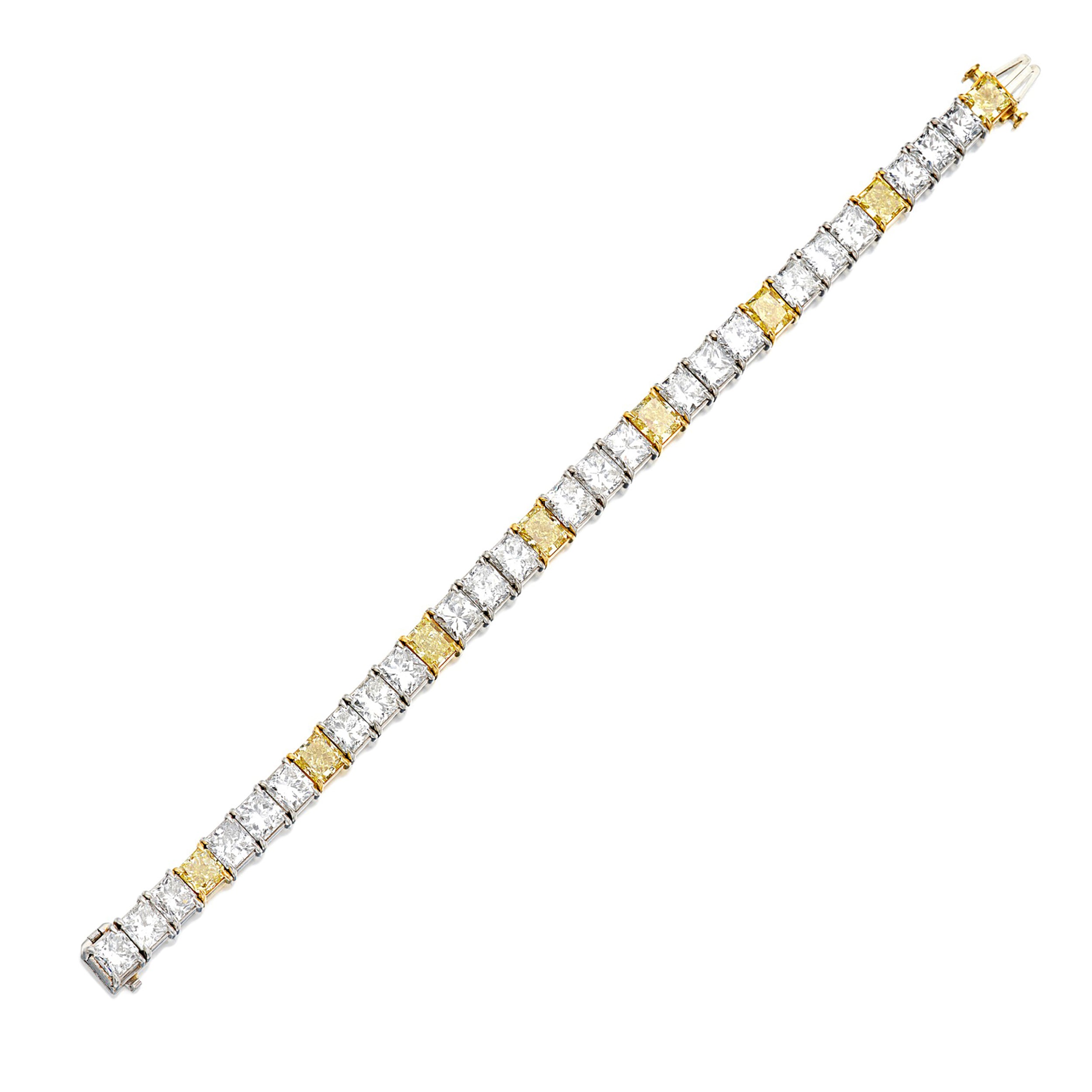 33.37ct. Cartier Yellow & White Diamond Tennis Bracelet