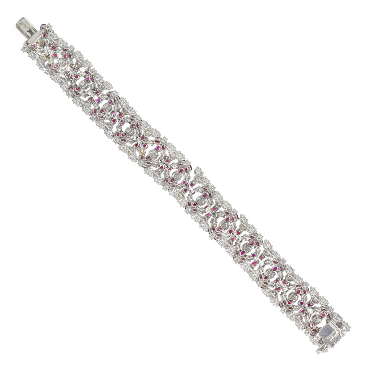 Harry Winston Vintage Diamond & Ruby Bracelet In Platinum