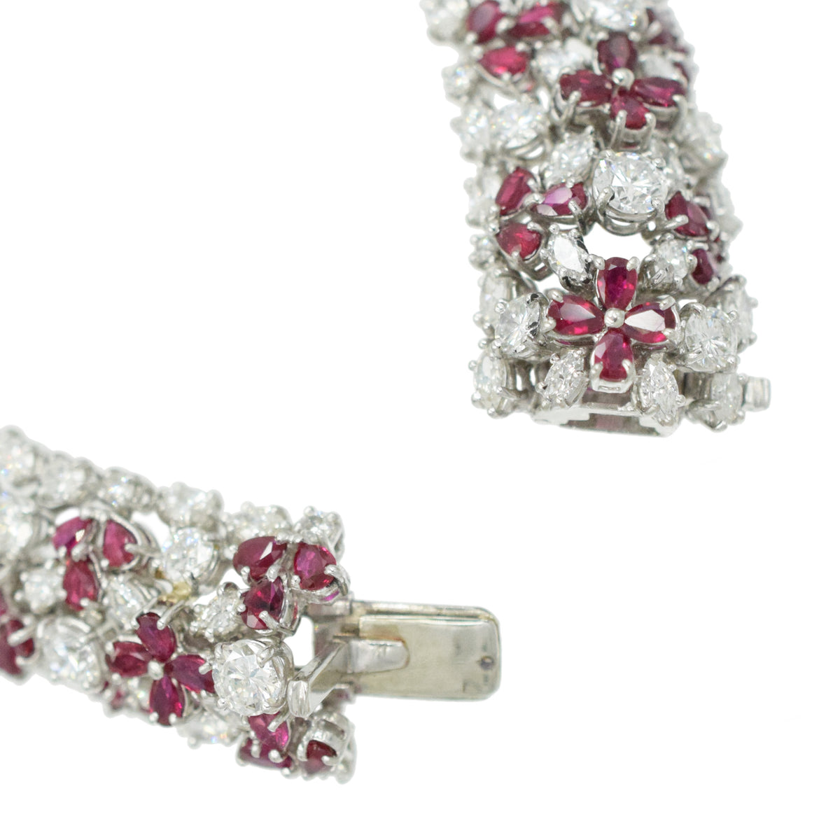 Harry Winston Vintage Diamond & Ruby Bracelet In Platinum