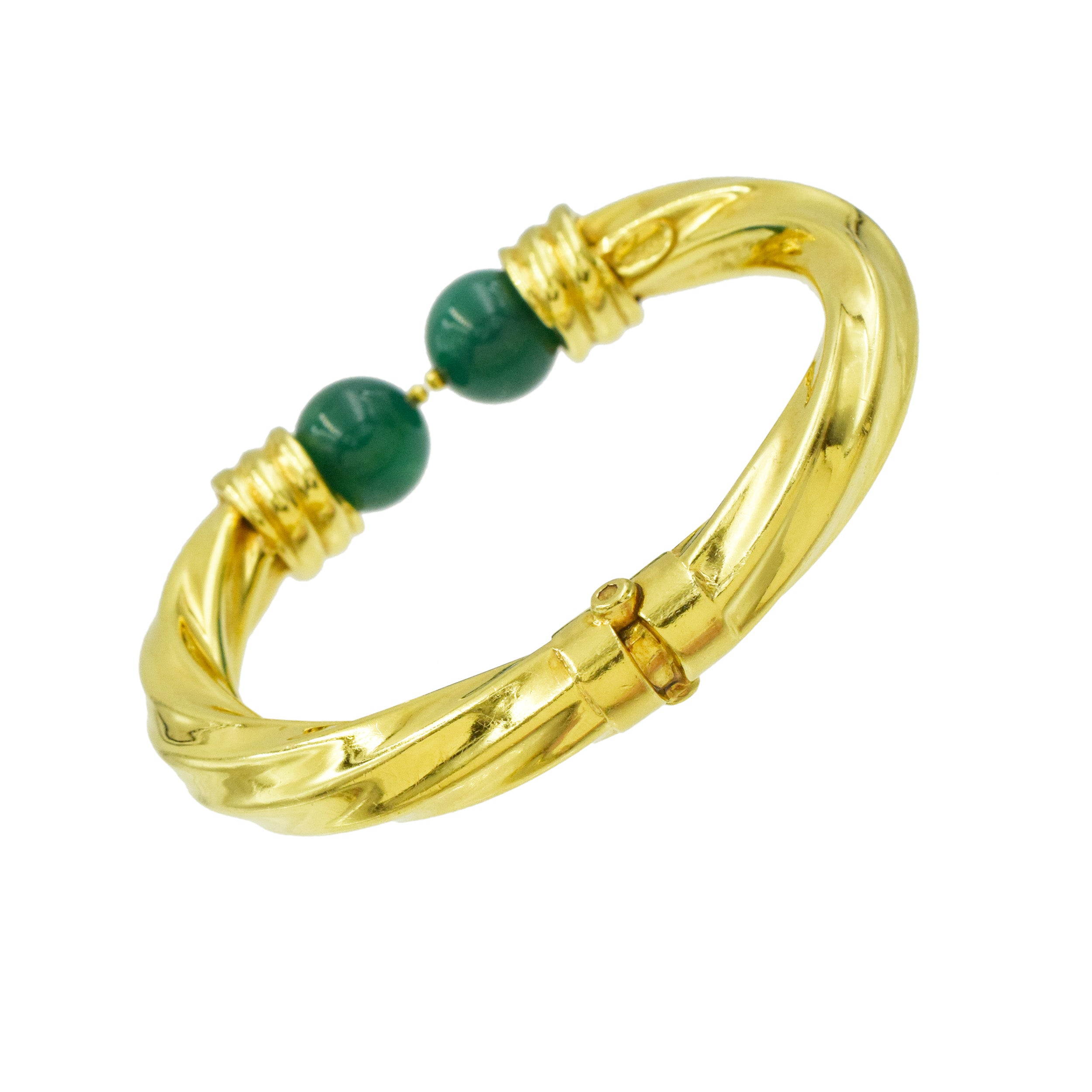 Set Of Bangle Bracelets with Green & Black Onyx & Carnelian Beads