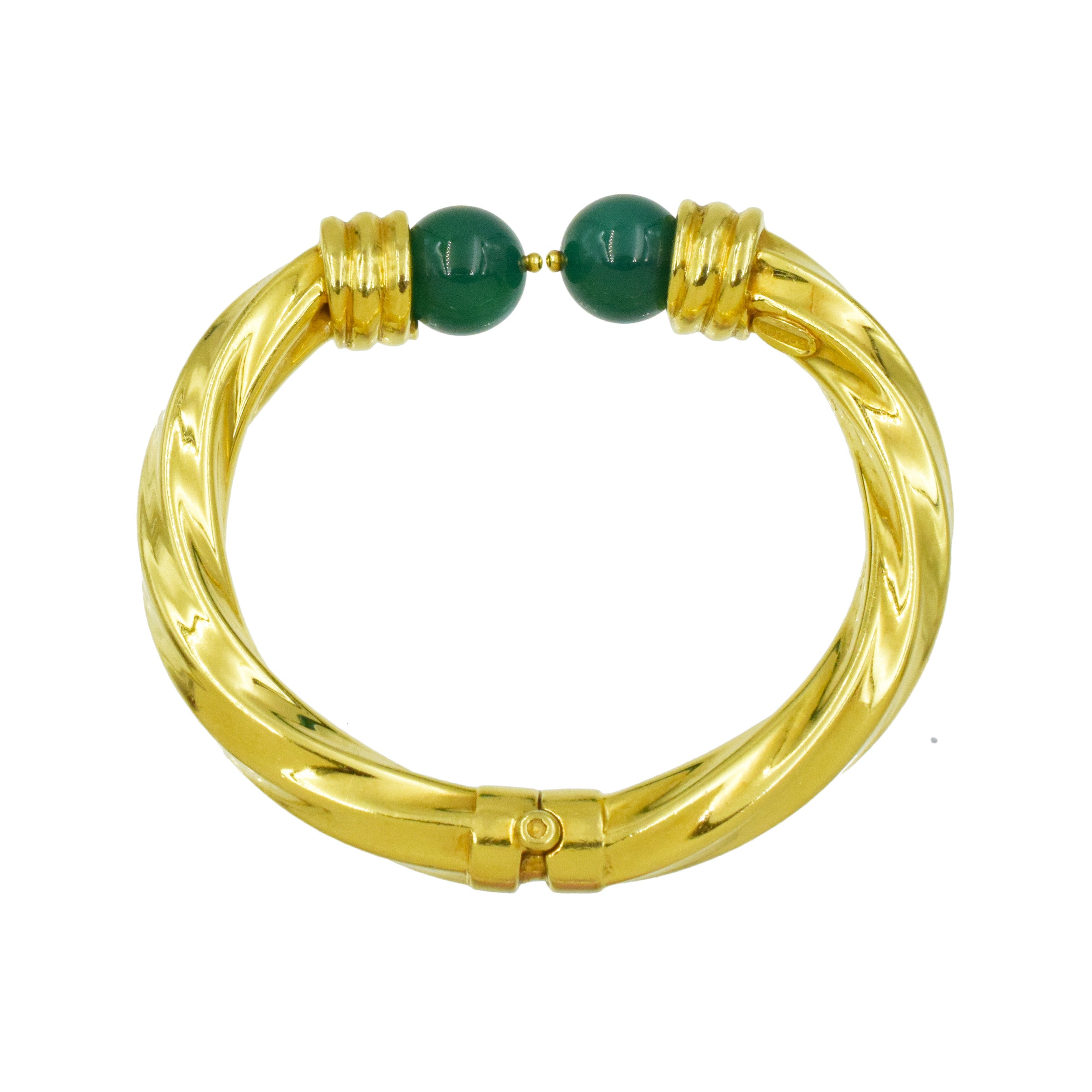 Set Of Bangle Bracelets with Green & Black Onyx & Carnelian Beads