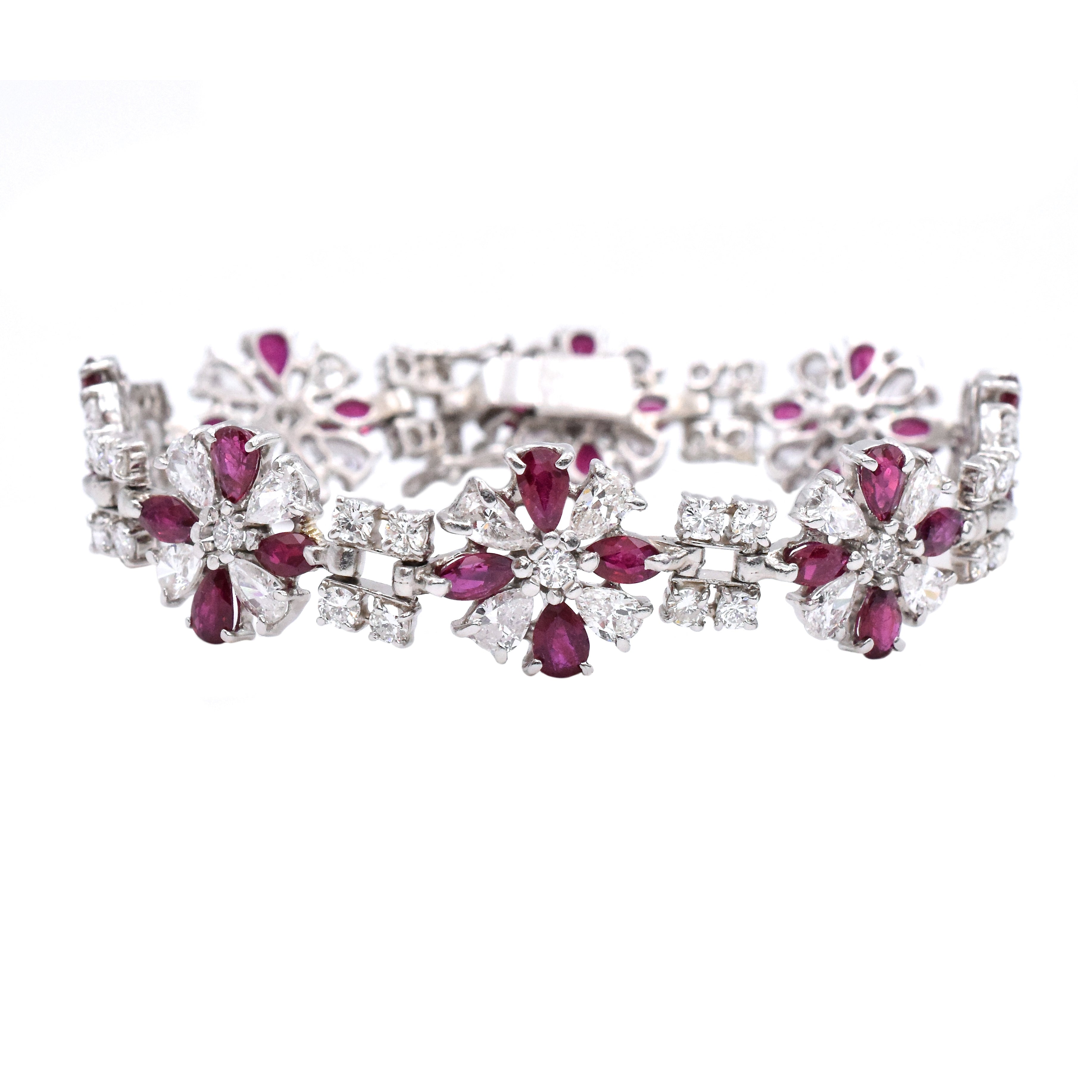 1960's 8ct Ruby & 8ct Diamond Platinum Bracelet
