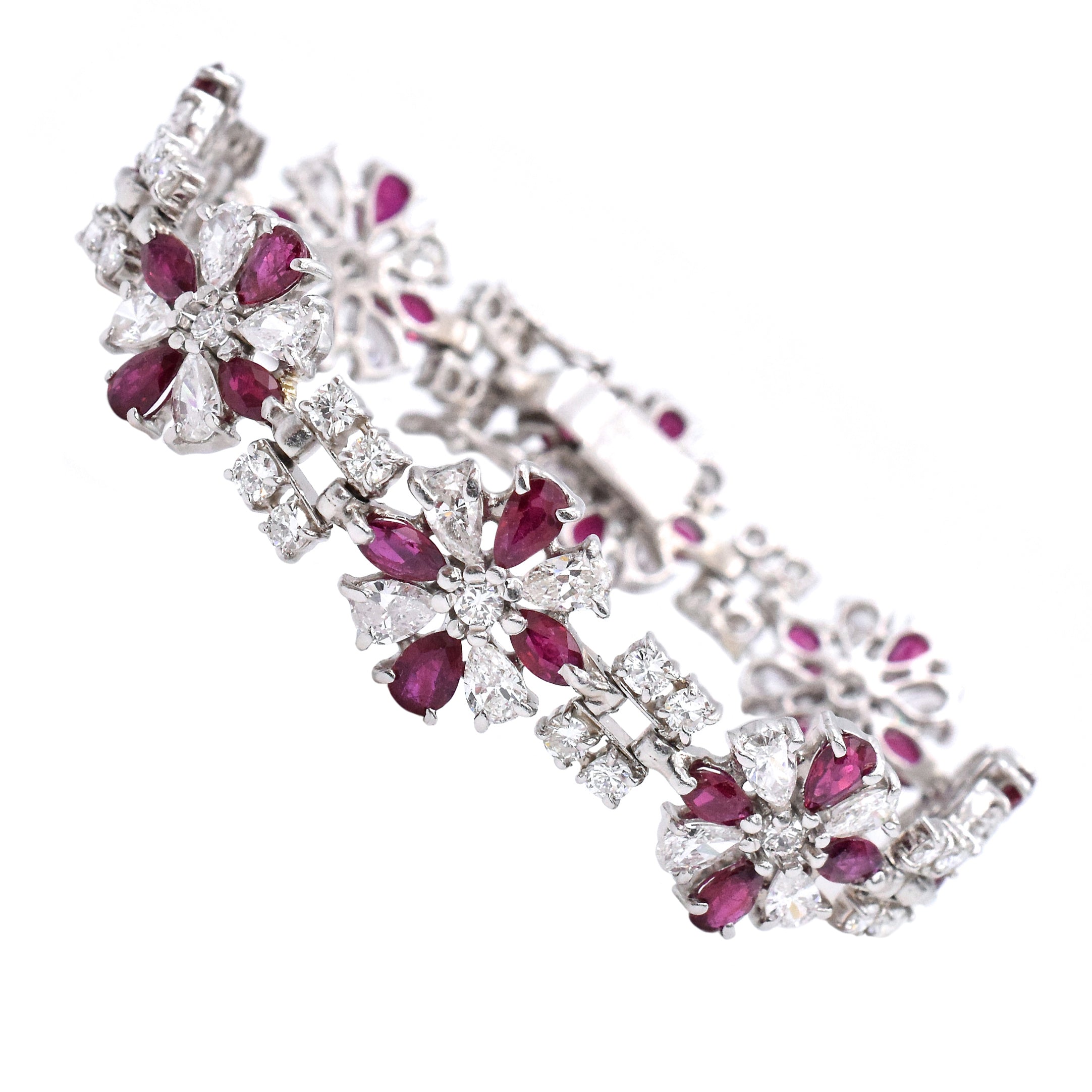 1960's 8ct Ruby & 8ct Diamond Platinum Bracelet