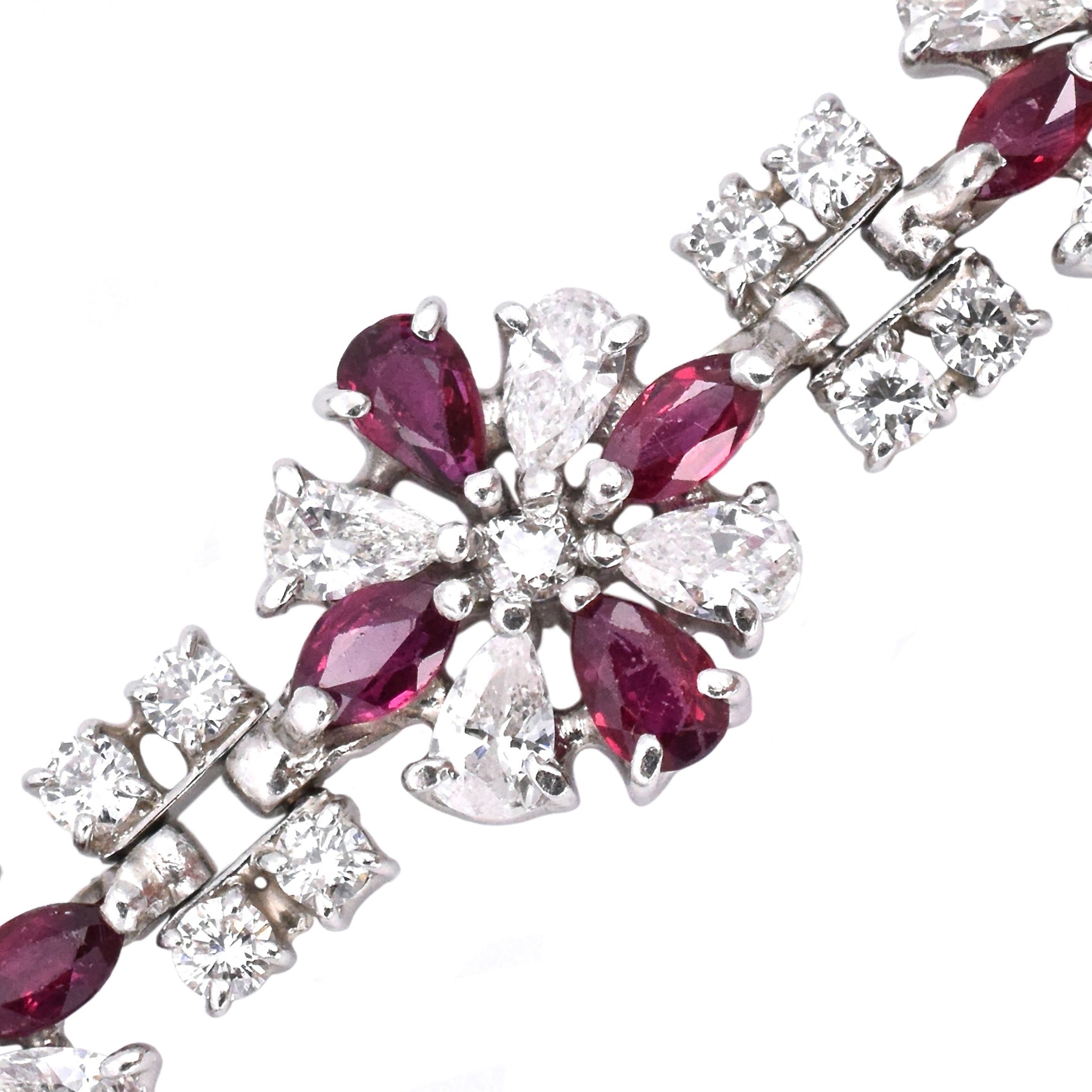 1960's 8ct Ruby & 8ct Diamond Platinum Bracelet