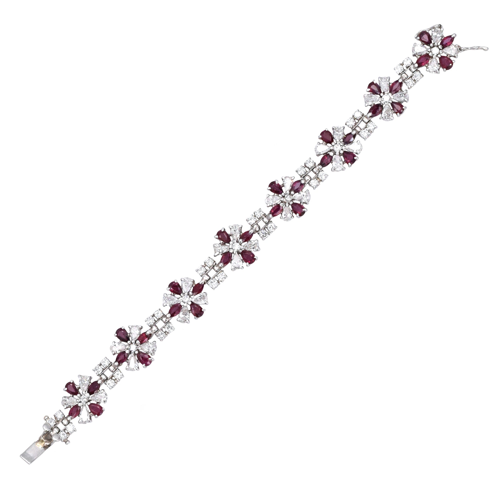 1960's 8ct Ruby & 8ct Diamond Platinum Bracelet