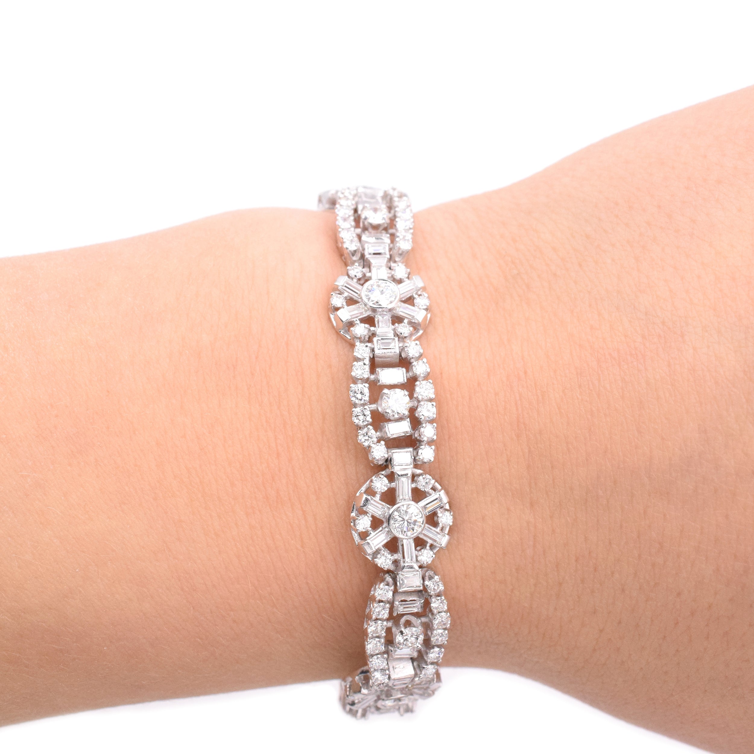 15ct Diamond & Platinum Link Bracelet